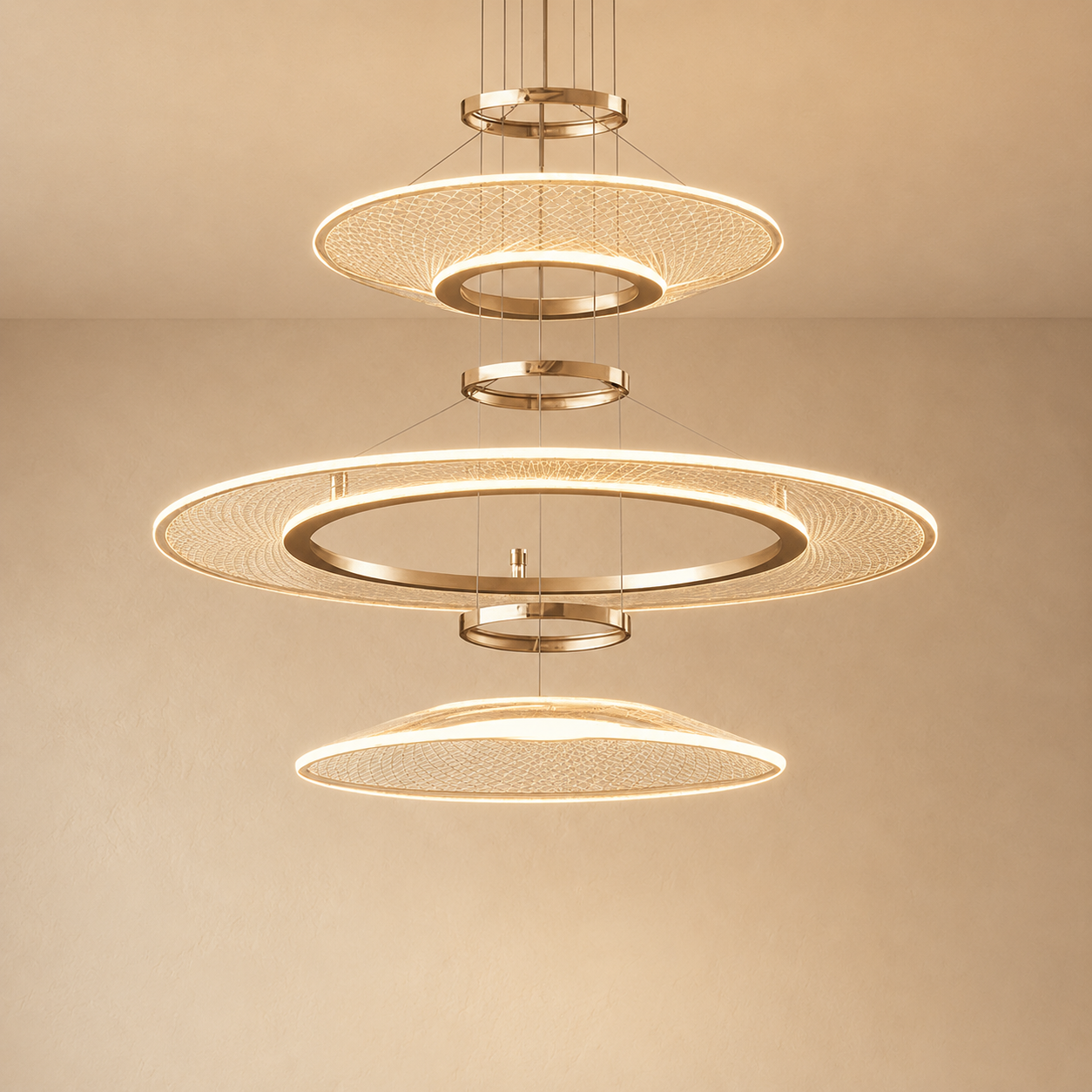 Eleanora Gold Ring Chandelier | Modern Multi-Tier Round LED Chandelier for Dining, Living & Staircase