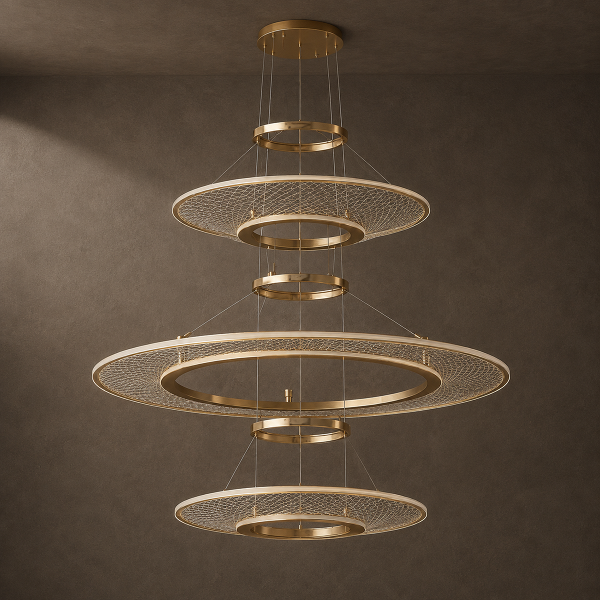 Eleanora Gold Ring Chandelier | Modern Multi-Tier Round LED Chandelier for Dining, Living & Staircase