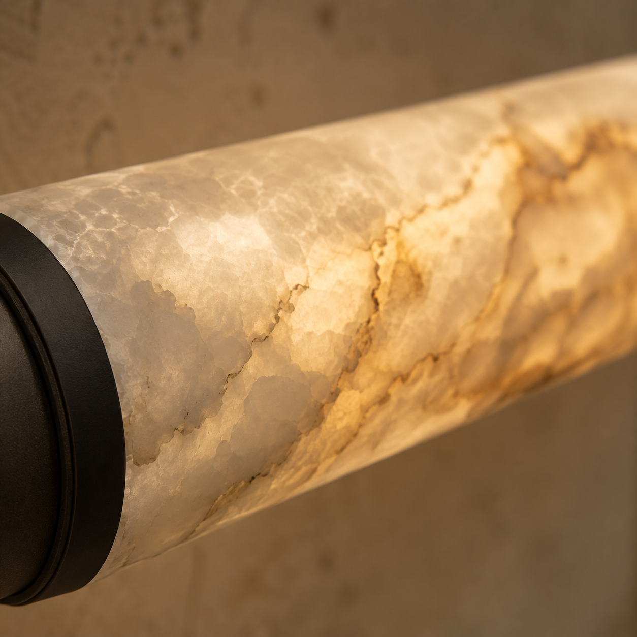 Falynis Alabaster Wall Sconce — Cylinder Wall Light with Brass-Finished Base, 11.8" to 31.4", Integrated LED, Hallway & Bedroom