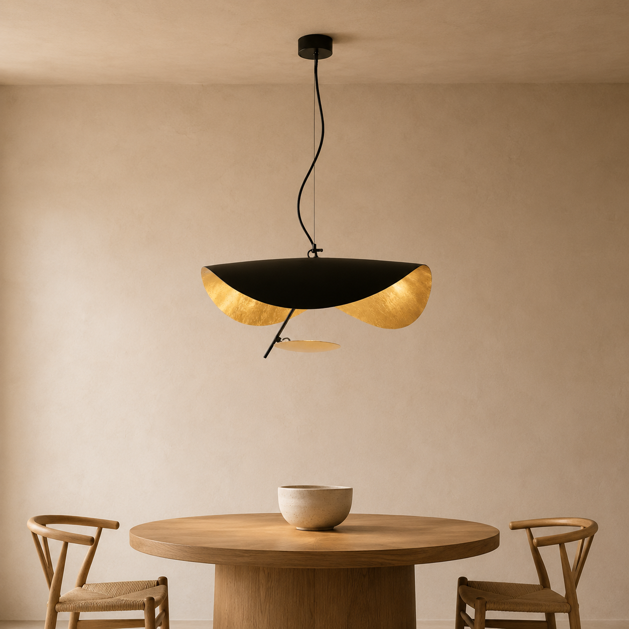 Foglia Curved Metal Pendant Light | Sculptural Black or White LED Pendant for Kitchen Island & Dining