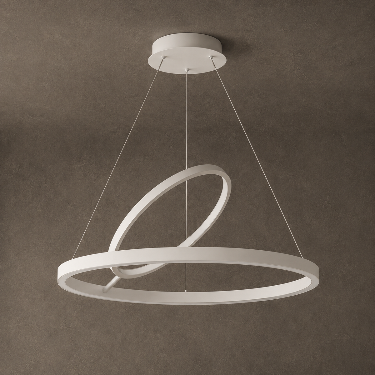 Hring LED Ring Chandelier | Minimalist Round Ceiling Light in Black or White for Living & Dining Rooms