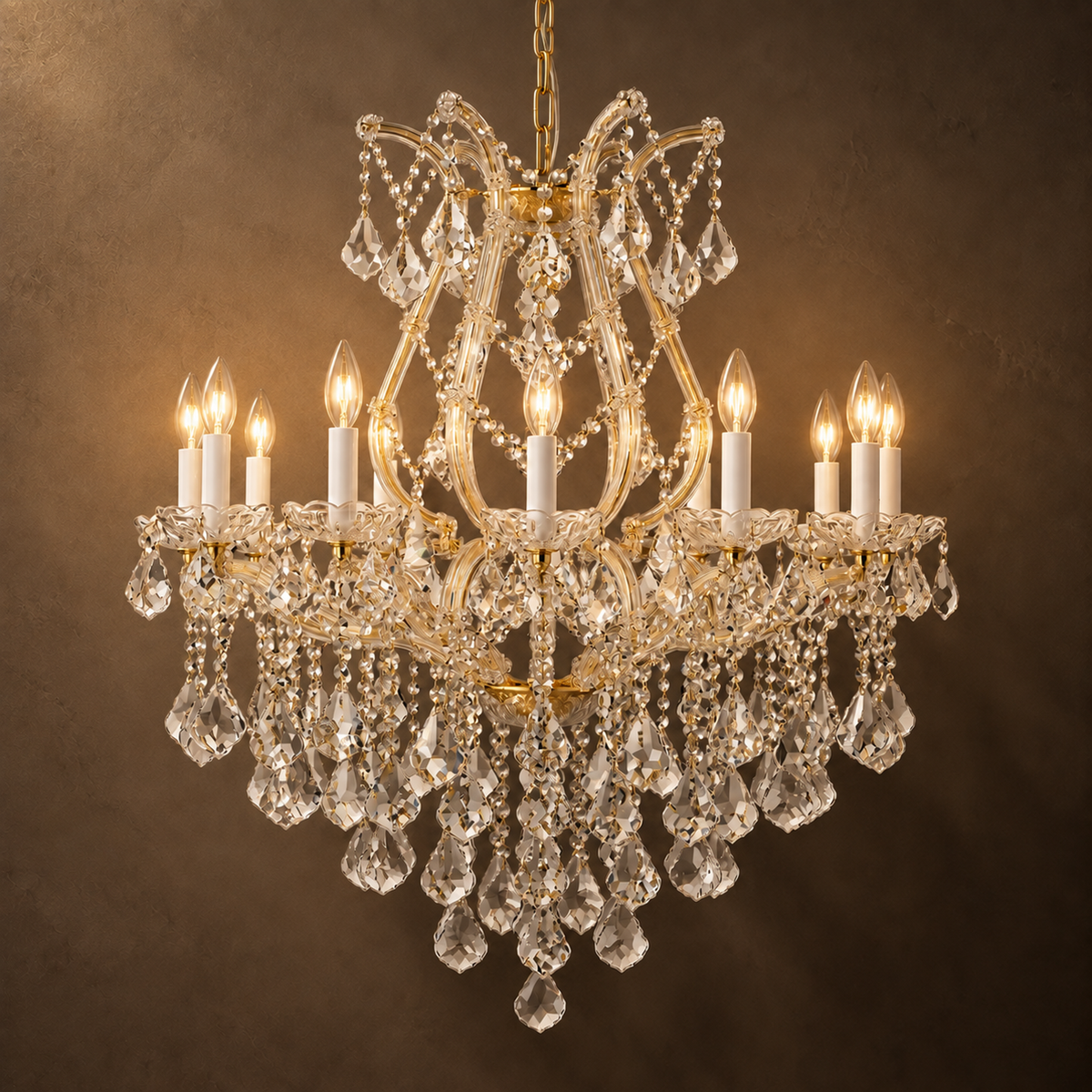 Maria Theresa Imperial, 12-Light Gold K9 Crystal, 28.4" Dia