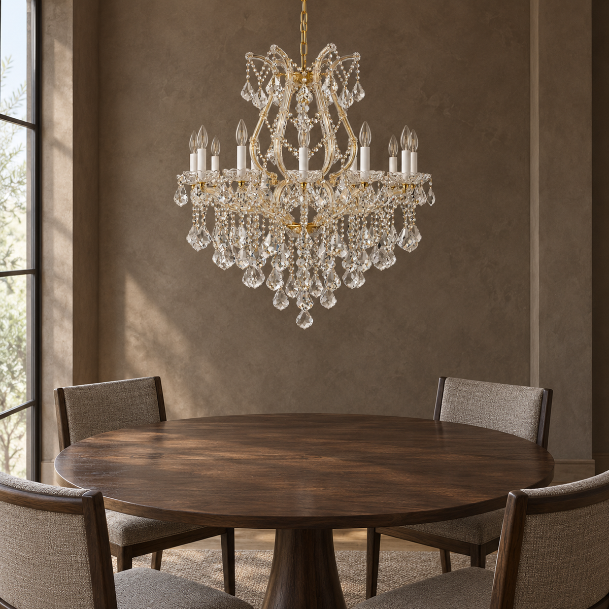 Maria Theresa Imperial, 12-Light Gold K9 Crystal, 28.4" Dia