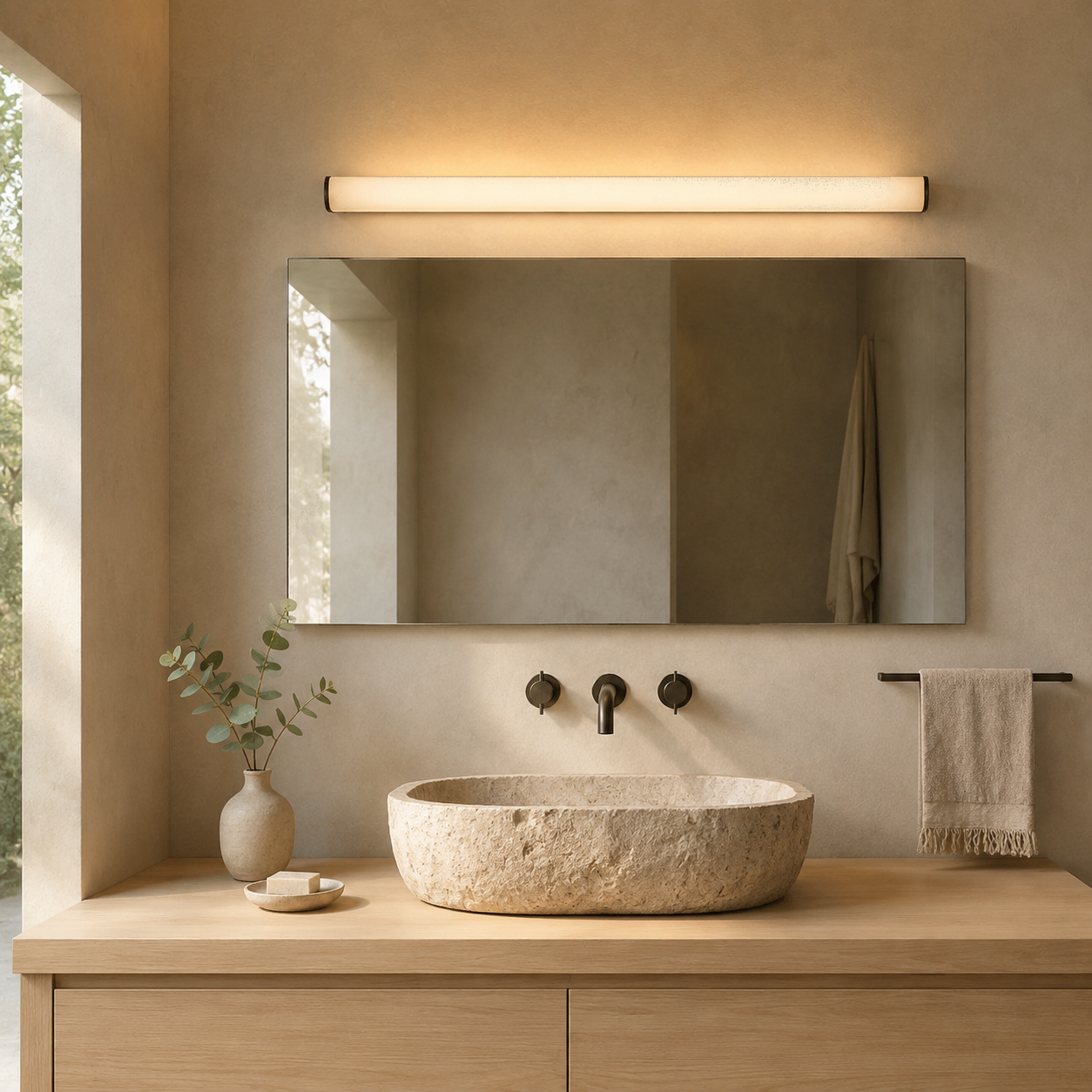 Knoris LED Vanity Light — Linear Bathroom Mirror Light, 15.7" to 27.5", 3 Color Temperatures, Black / White / Silver