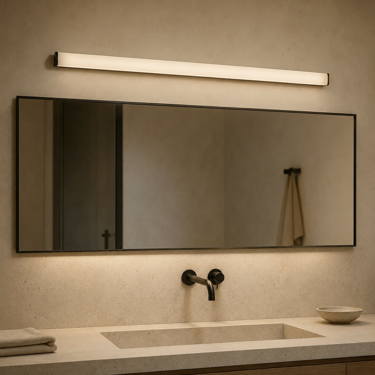 Knoris LED Vanity Light — Linear Bathroom Mirror Light, 15.7" to 27.5", 3 Color Temperatures, Black / White / Silver