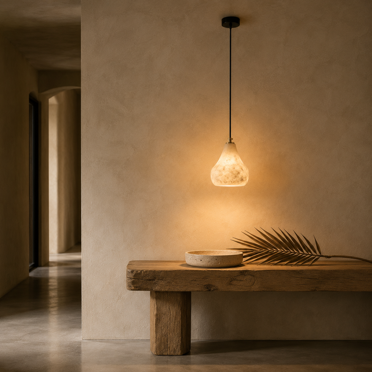 Kova Alabaster Pendant Light | Natural Stone Dome Pendant for Kitchen Island & Dining