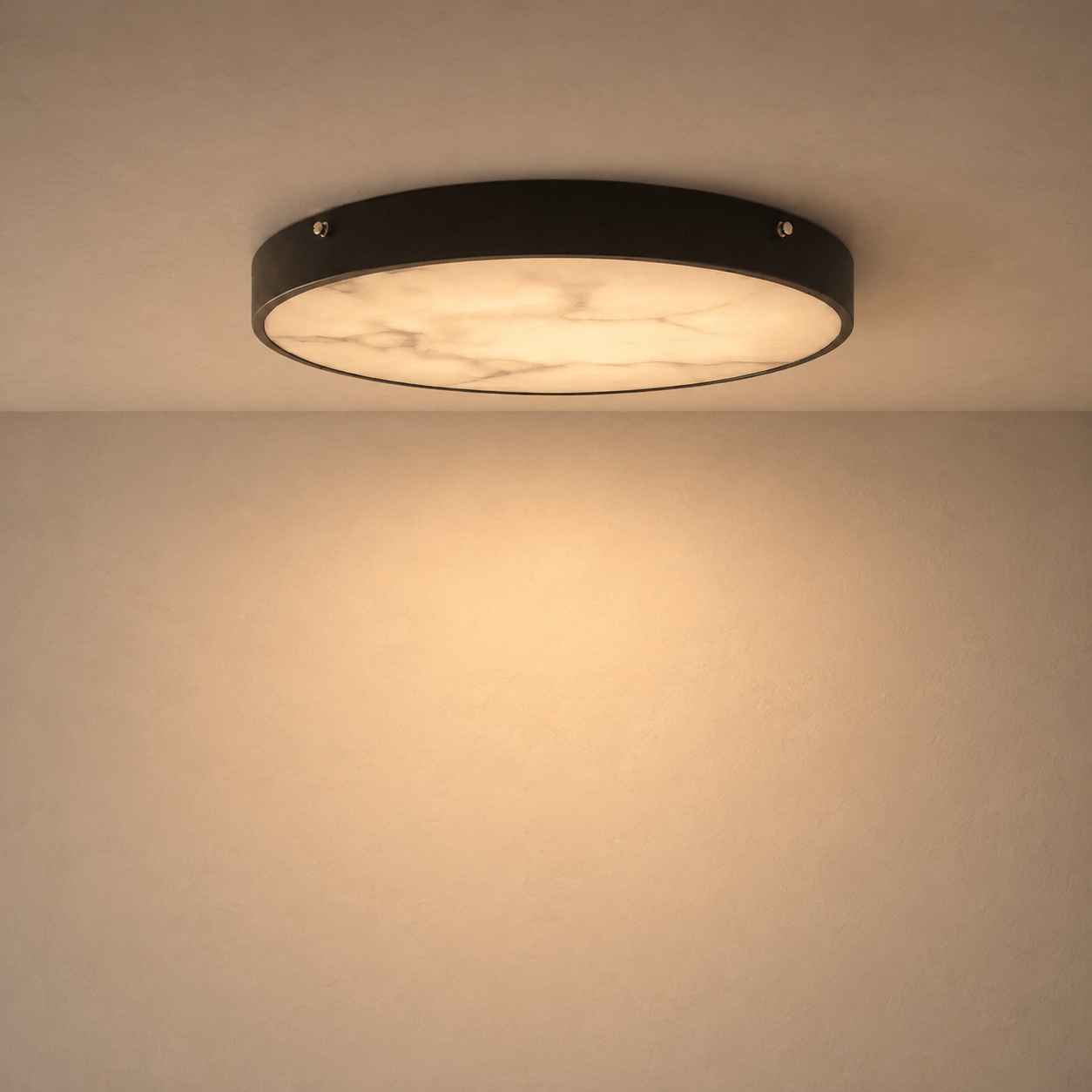 Nuvia Marble Flush Mount Ceiling Light | Round Slim LED Ceiling Light for Bedroom, Hallway & Living Room