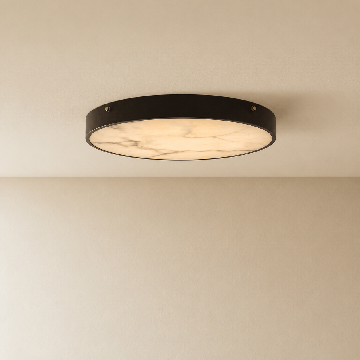 Nuvia Marble Flush Mount Ceiling Light | Round Slim LED Ceiling Light for Bedroom, Hallway & Living Room