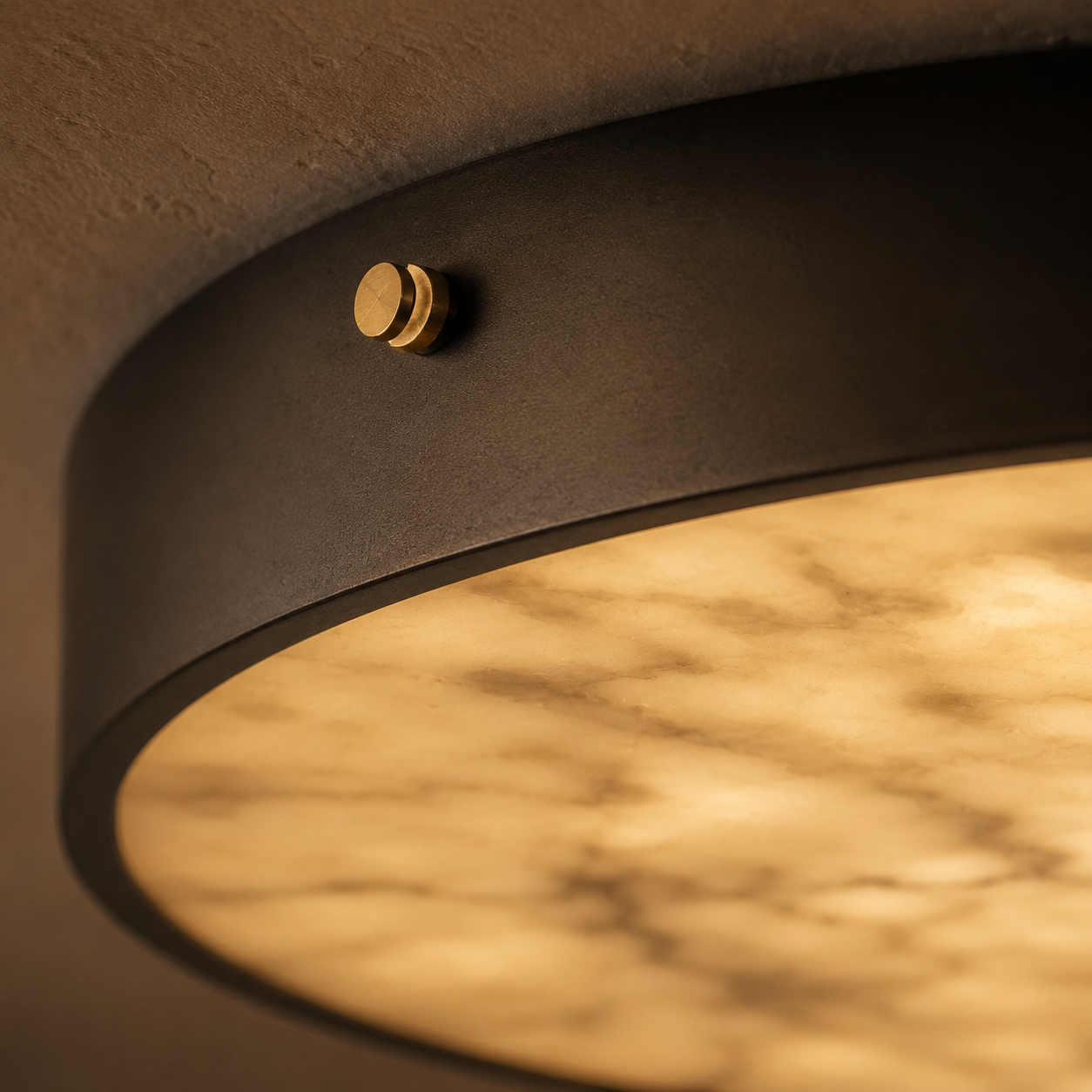 Nuvia Marble Flush Mount Ceiling Light | Round Slim LED Ceiling Light for Bedroom, Hallway & Living Room