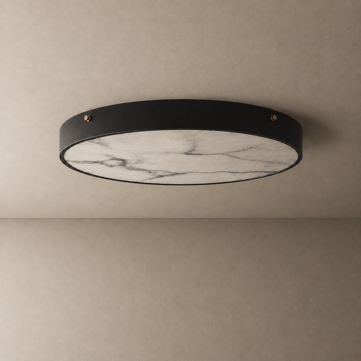 Nuvia Marble Flush Mount Ceiling Light | Round Slim LED Ceiling Light for Bedroom, Hallway & Living Room
