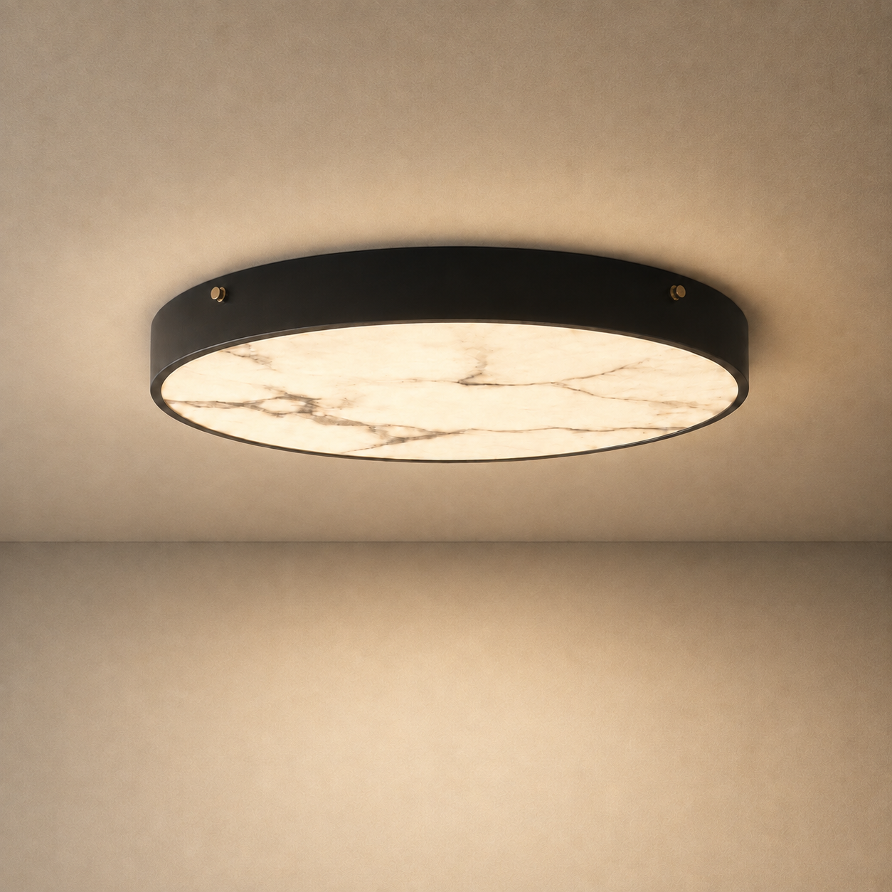 Nuvia Marble Flush Mount Ceiling Light | Round Slim LED Ceiling Light for Bedroom, Hallway & Living Room
