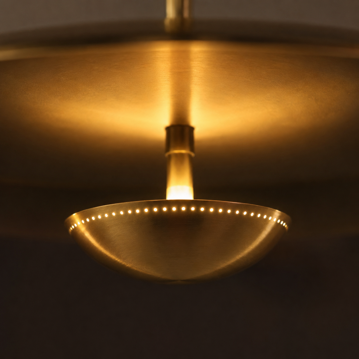 Oralis Brass Disc Pendant Light | Mid-Century Wide Dome Pendant for Dining Table & Kitchen Island