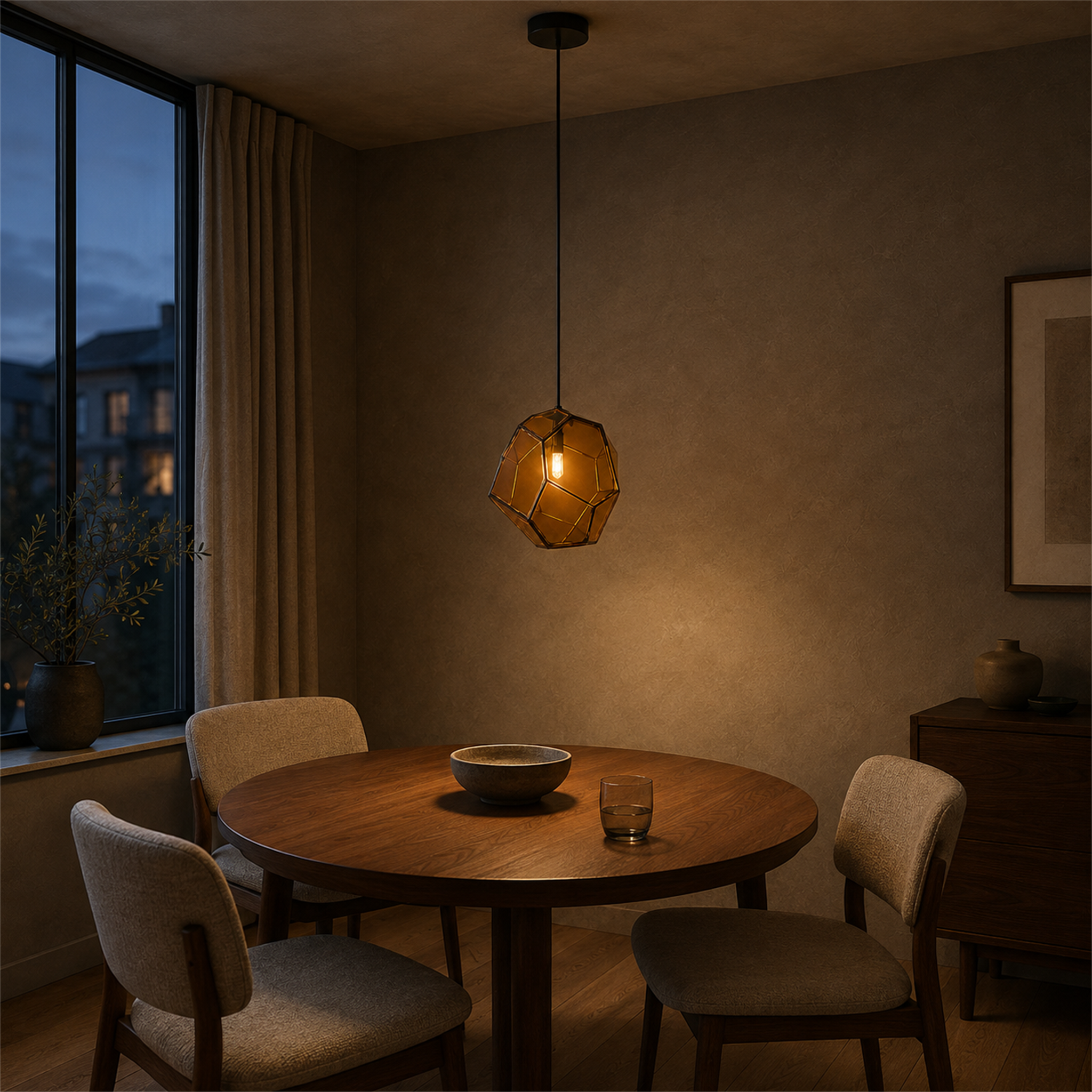 Piedra Geometric Glass Pendant Light | Colored Mottled Glass Hanging Light for Kitchen & Dining