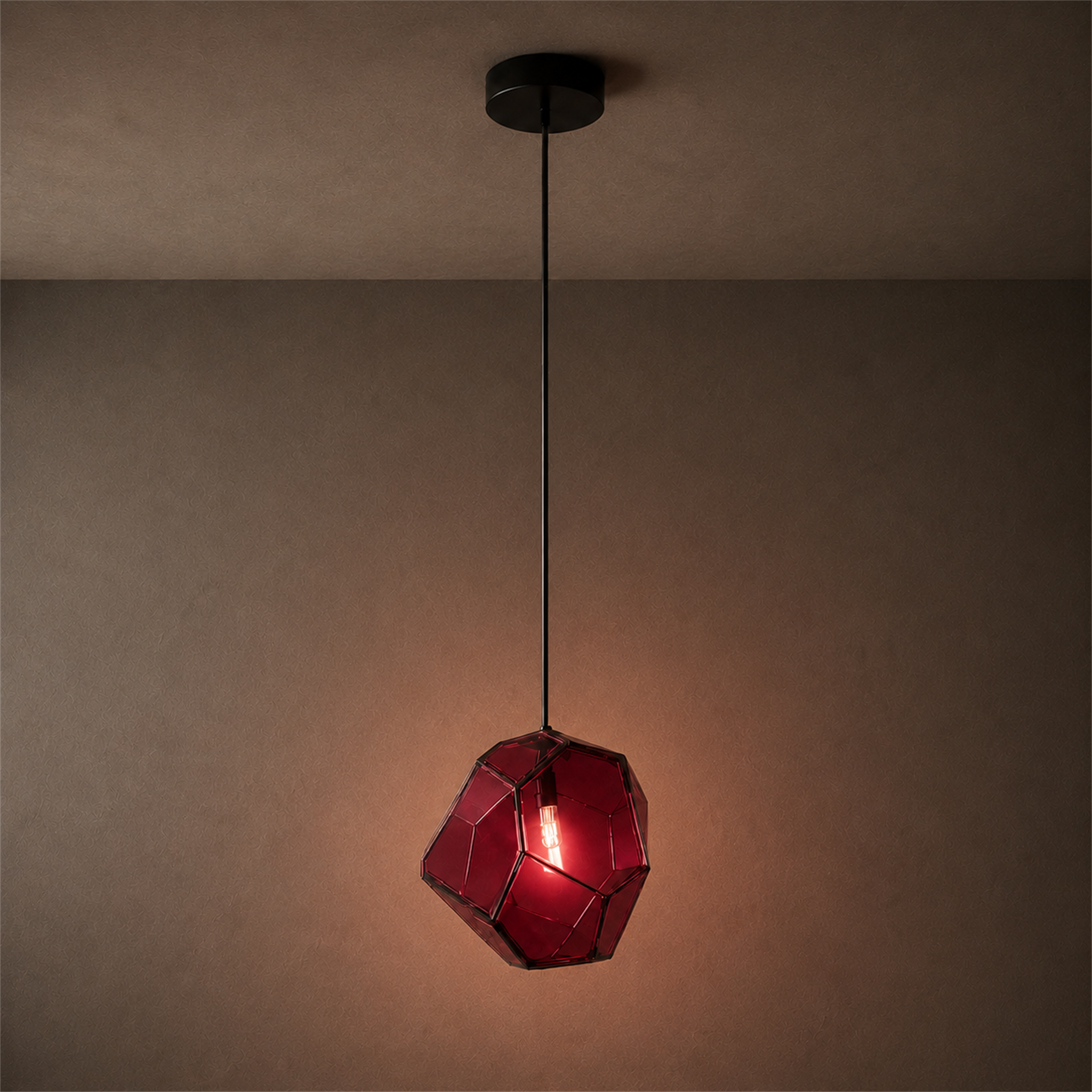 Piedra Geometric Glass Pendant Light | Colored Mottled Glass Hanging Light for Kitchen & Dining