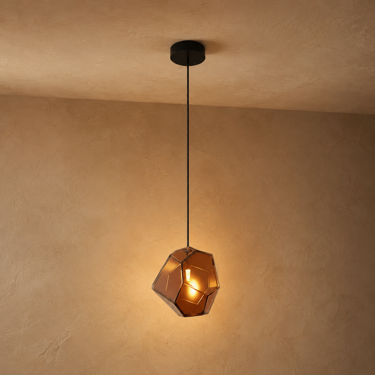 Piedra Geometric Glass Pendant Light | Colored Mottled Glass Hanging Light for Kitchen & Dining
