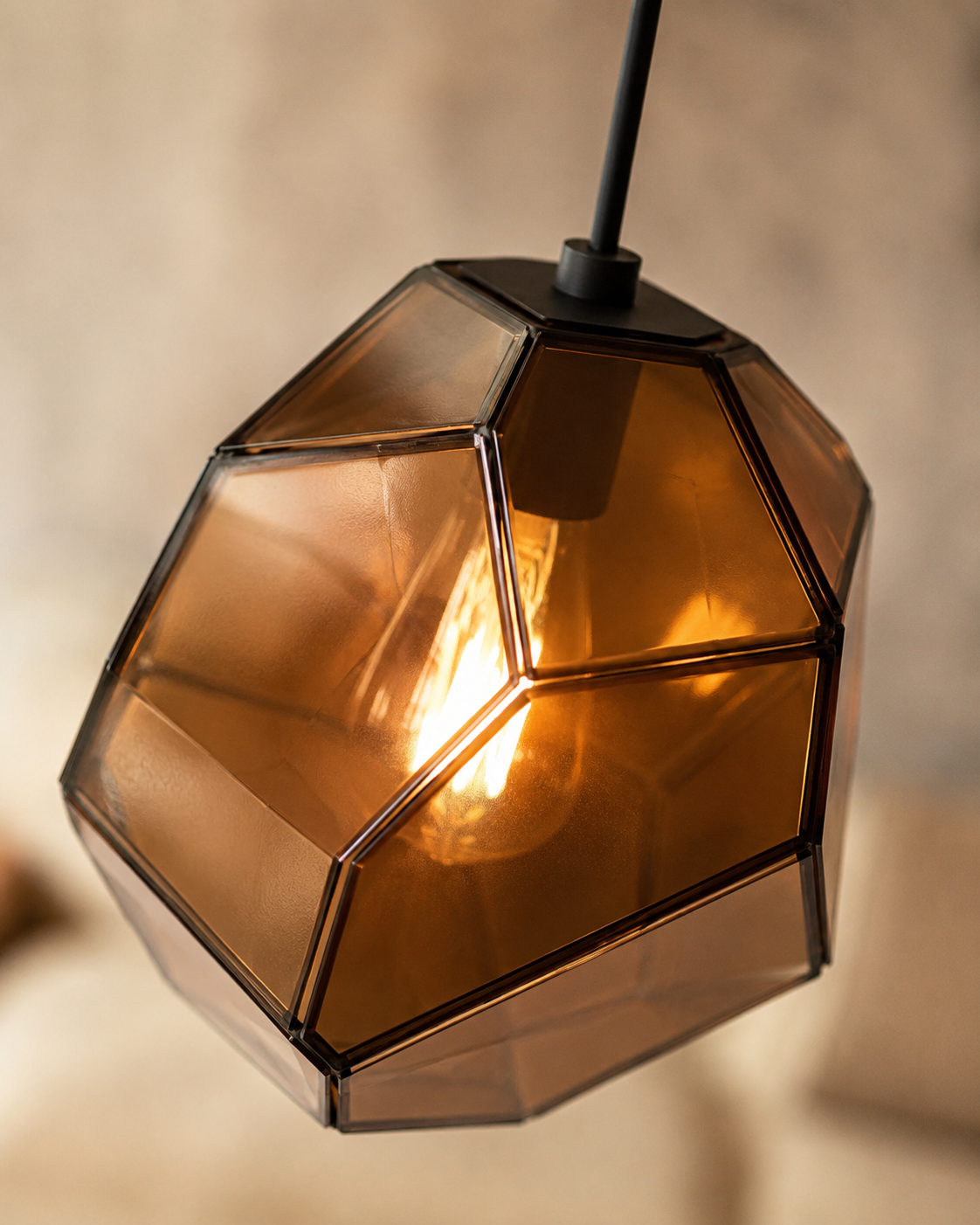 Piedra Geometric Glass Pendant Light | Colored Mottled Glass Hanging Light for Kitchen & Dining