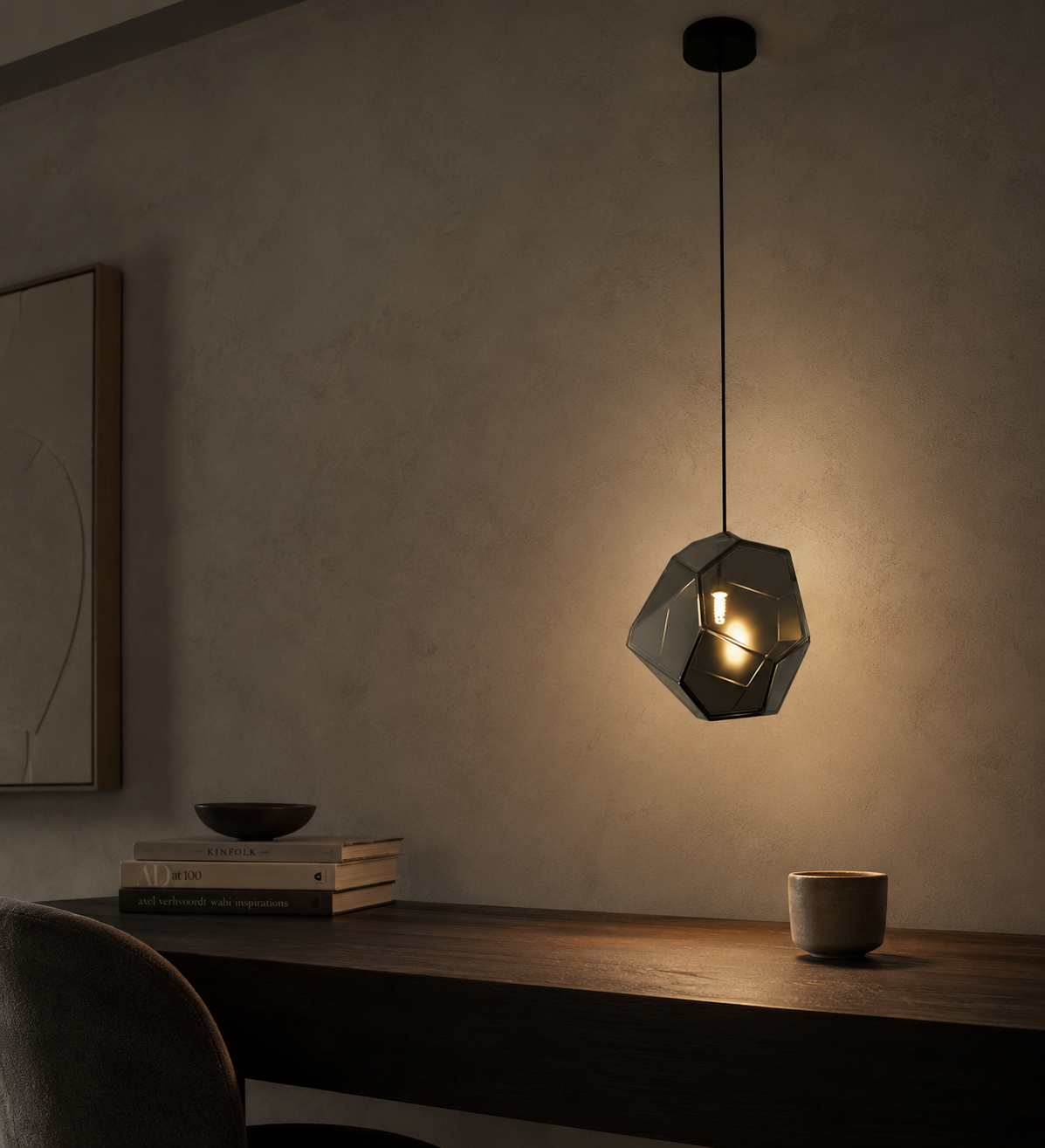 Piedra Geometric Glass Pendant Light | Colored Mottled Glass Hanging Light for Kitchen & Dining