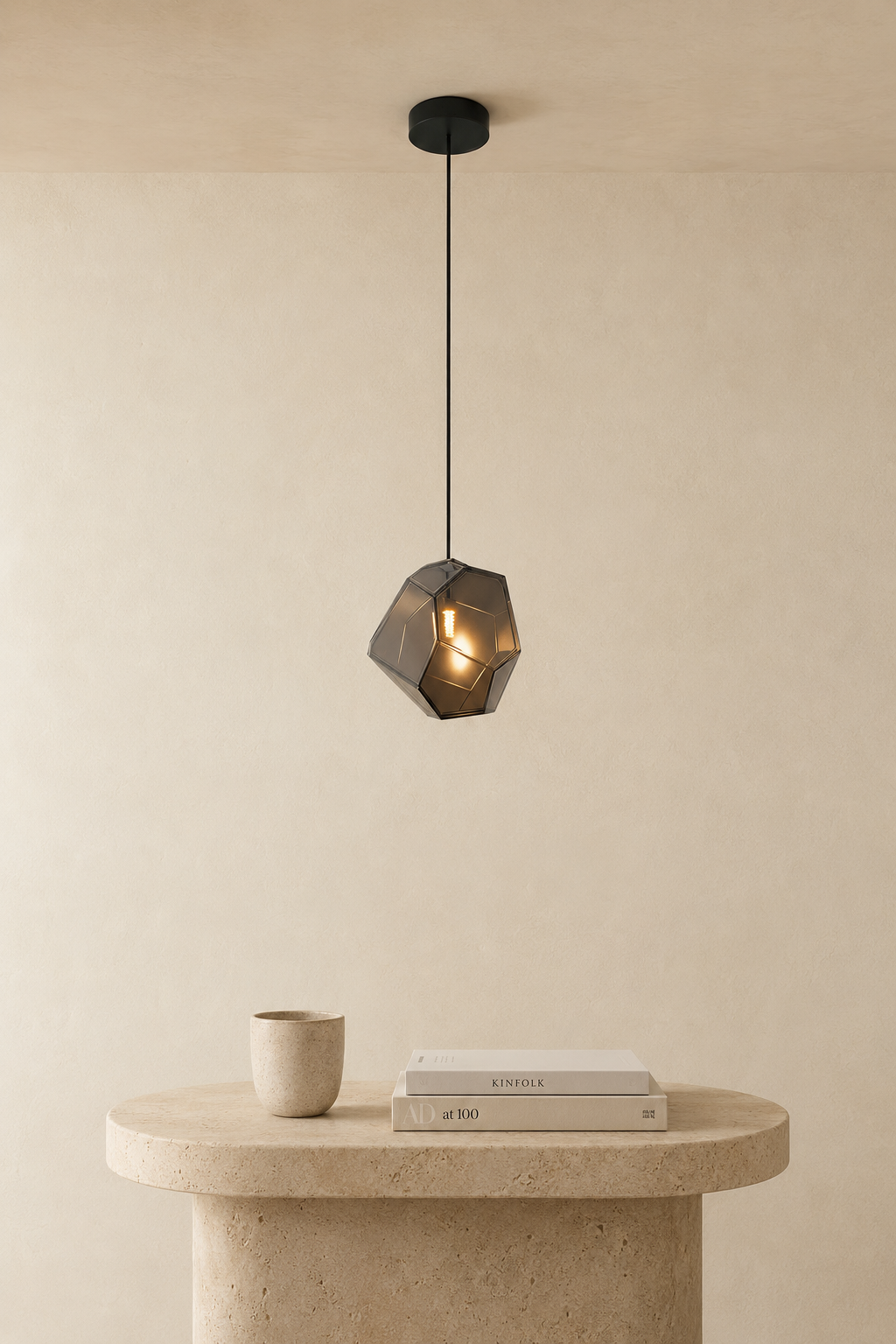 Piedra Geometric Glass Pendant Light | Colored Mottled Glass Hanging Light for Kitchen & Dining