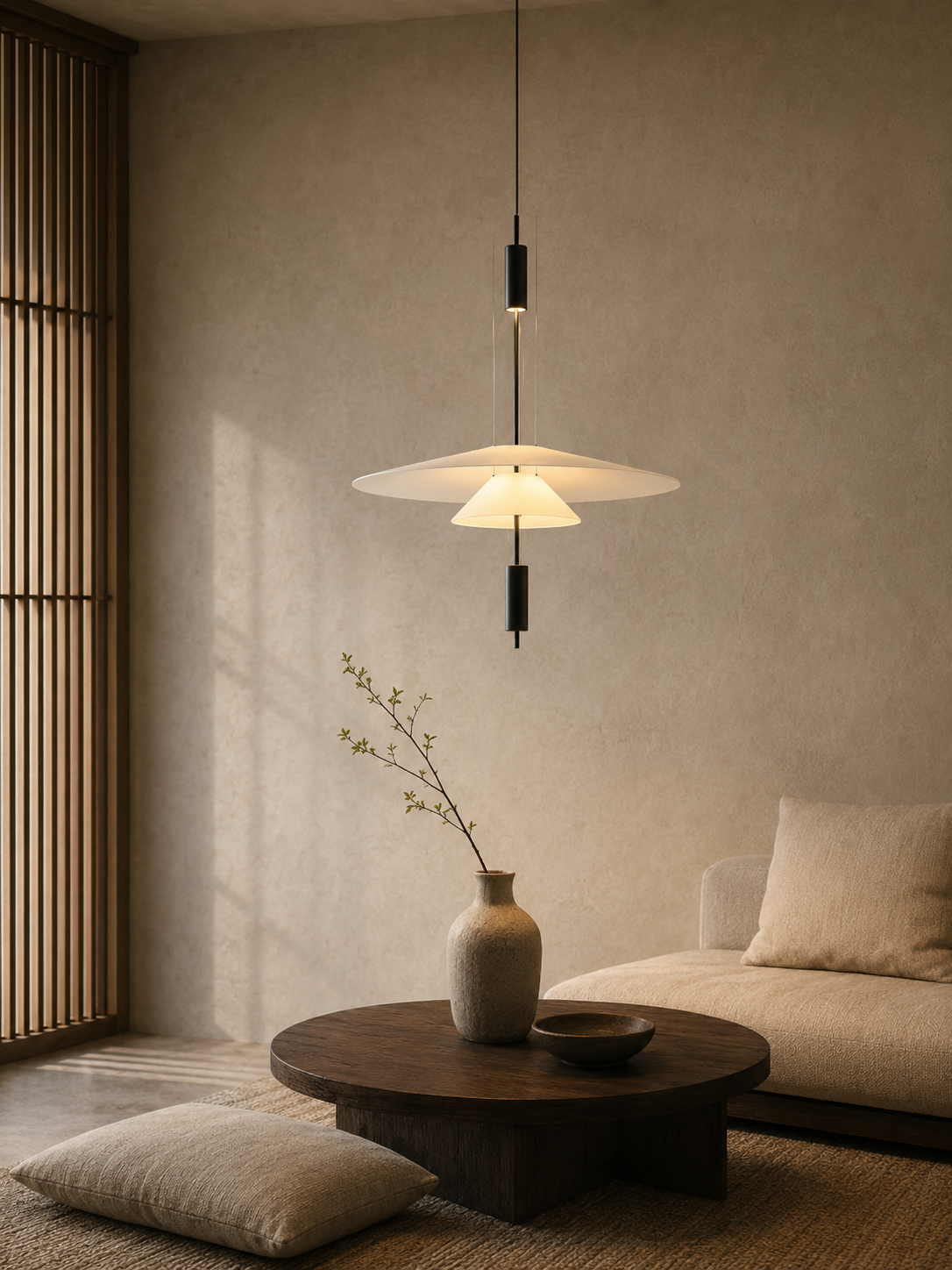 Reiko Tiered Frosted Acrylic Pendant Light | Modern Layered Ceiling Light for Dining & Living Rooms