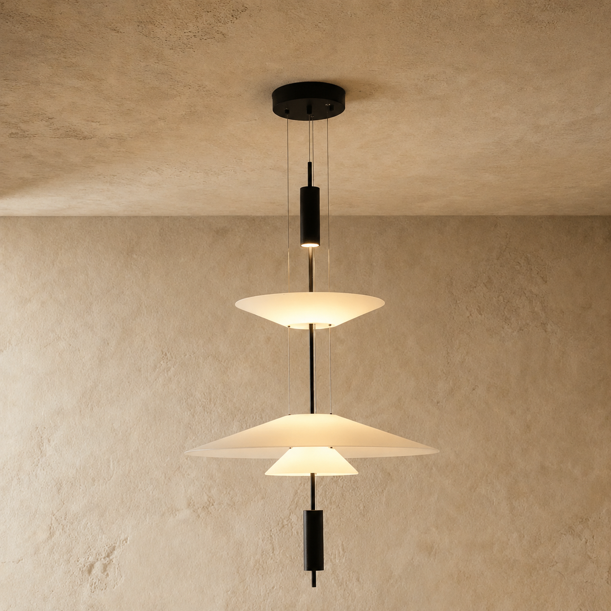 Reiko Tiered Frosted Acrylic Pendant Light | Modern Layered Ceiling Light for Dining & Living Rooms