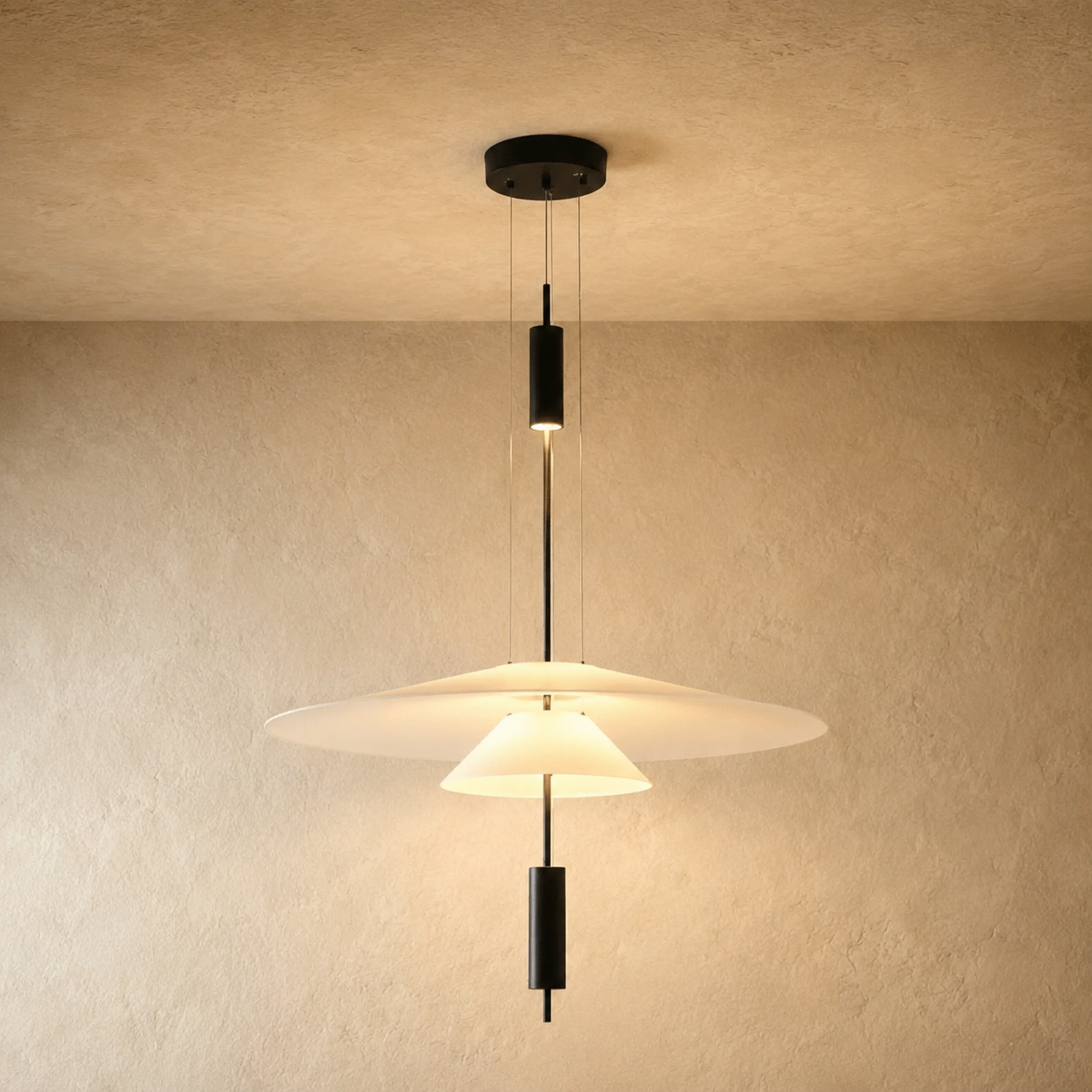 Reiko Tiered Frosted Acrylic Pendant Light | Modern Layered Ceiling Light for Dining & Living Rooms