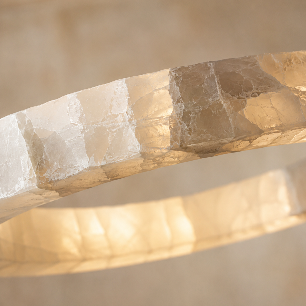 Alabaster Ring Chandelier Stefani – 1/2/3-Tier Round LED Halo Light for Living Room, Dining Room & Foyer