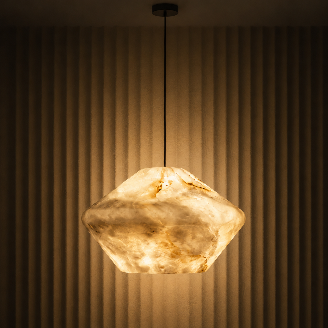 Yafeh Alabaster Pendant Light | Elongated Natural Stone Pendant for Bedroom & Dining