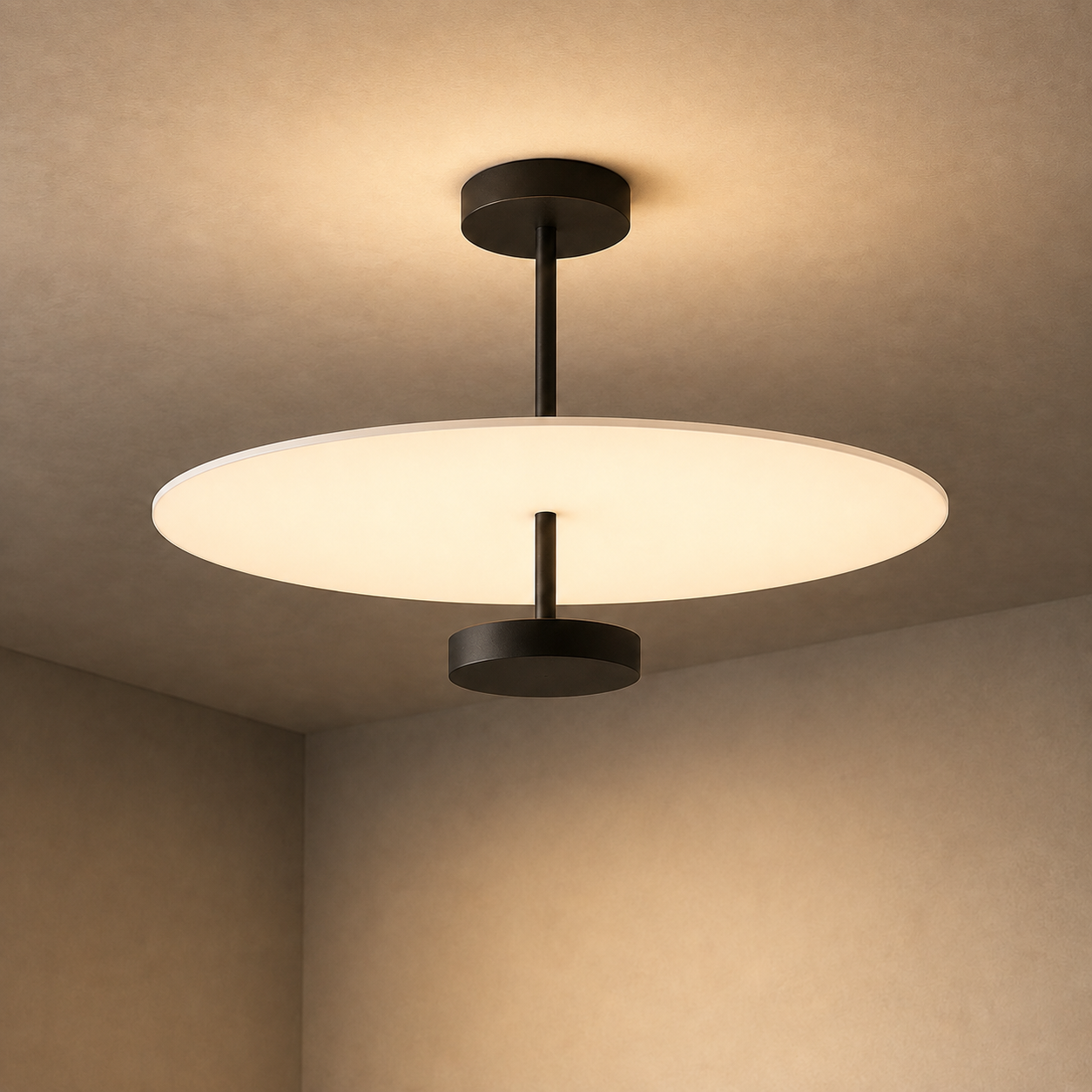 Zyntra Modern Semi-Flush Mount Ceiling Light — Round Acrylic Drum Shade, 17.7" or 21.6", Integrated LED, Living Room & Bedroom