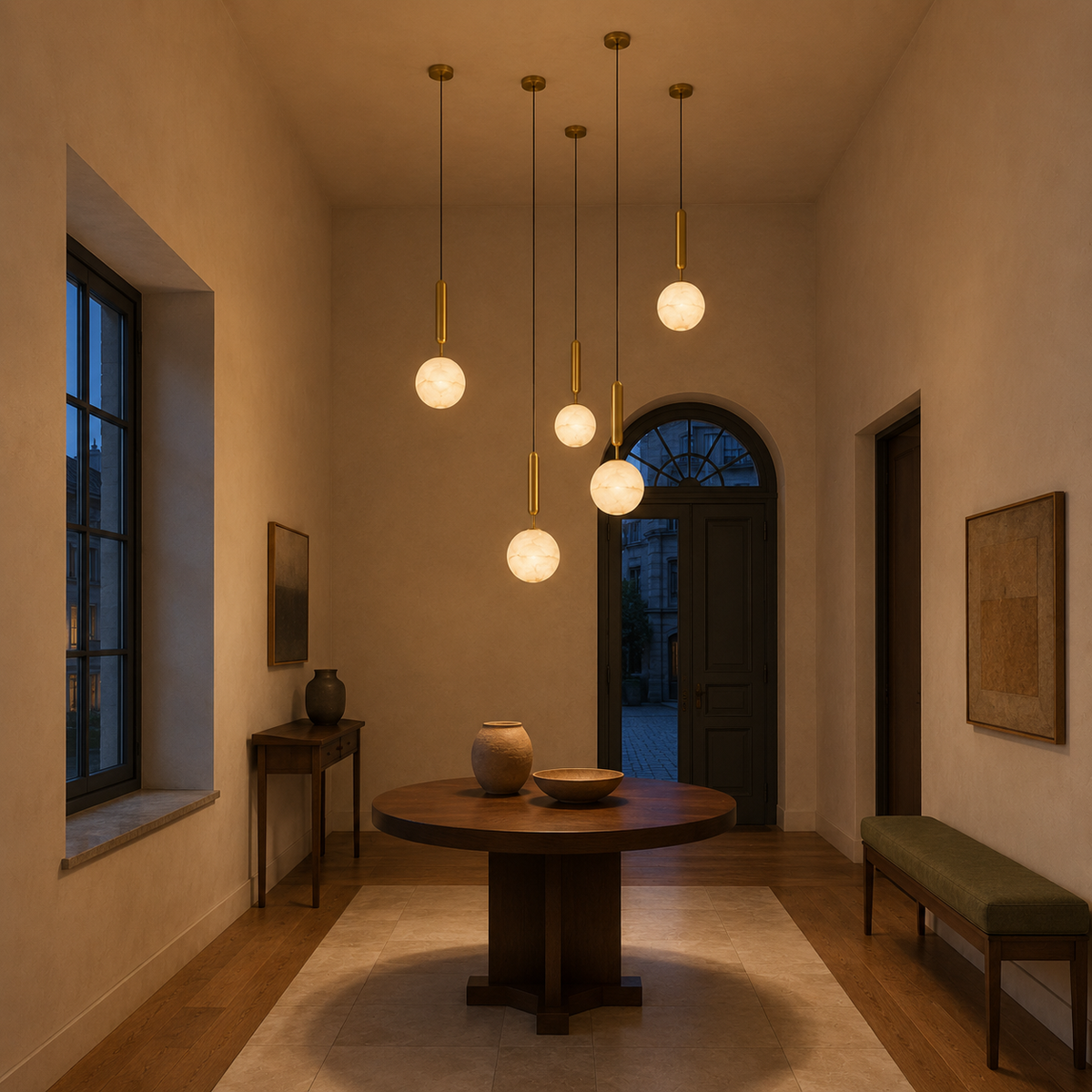 Bosso Alabaster Mini Pendant Light — Spanish Alabaster & Brass, 4.7" or 5.9"