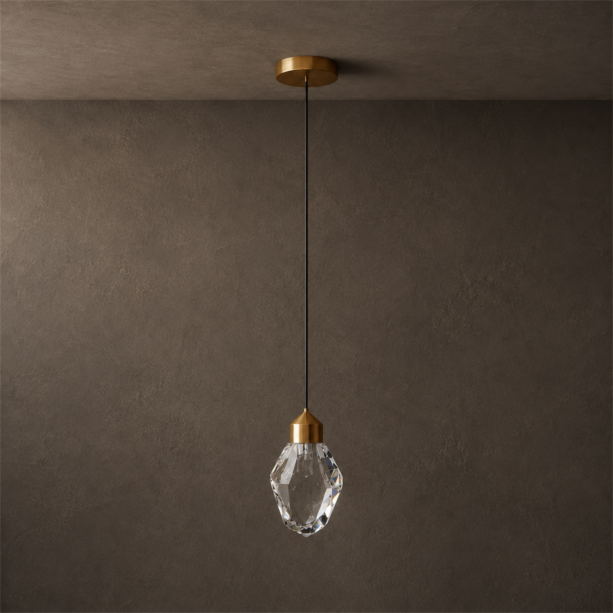 Cristal Mini Crystal Pendant Light | Gold Faceted Hanging Light for Kitchen Island & Dining