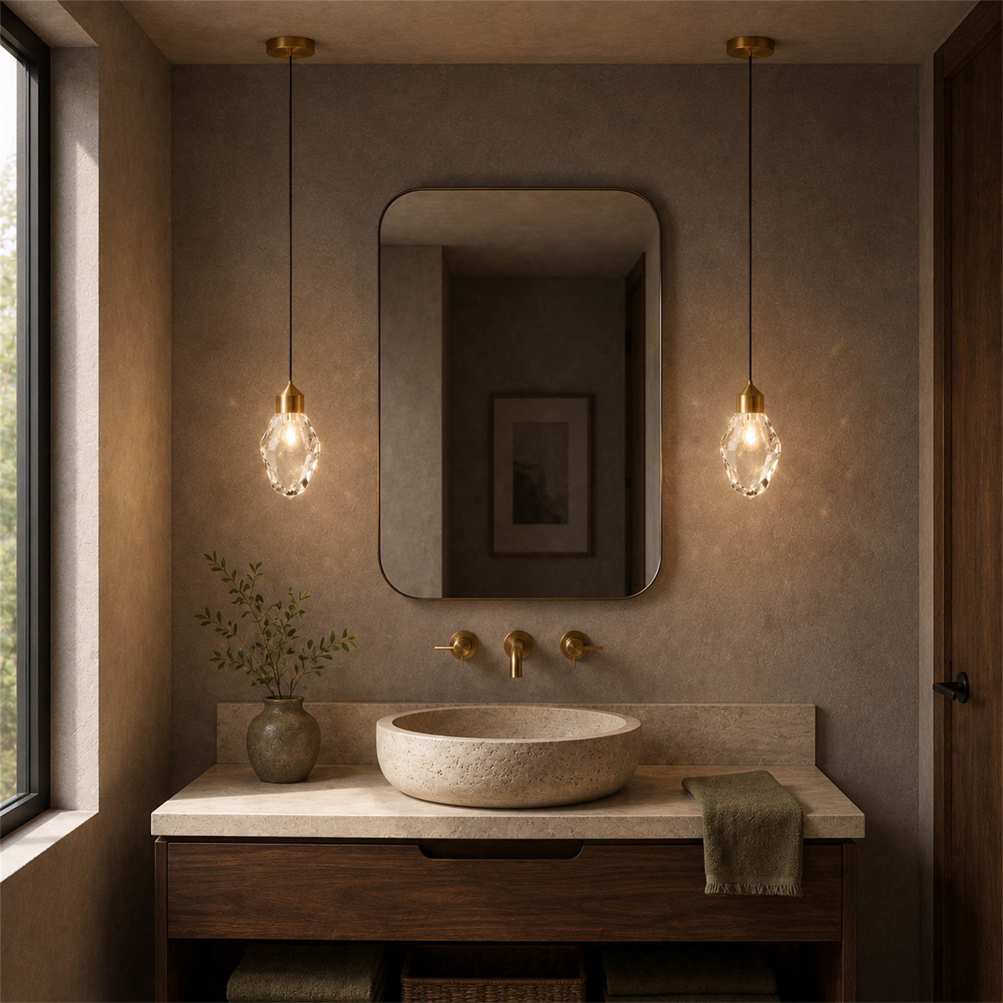 Cristal Mini Crystal Pendant Light | Gold Faceted Hanging Light for Kitchen Island & Dining