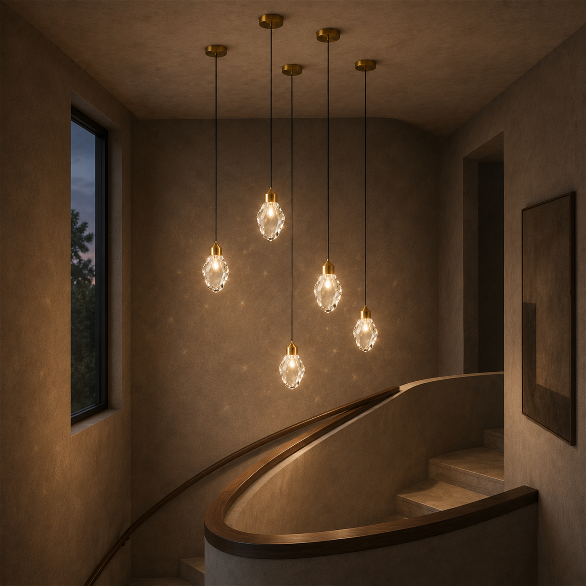 Cristal Mini Crystal Pendant Light | Gold Faceted Hanging Light for Kitchen Island & Dining