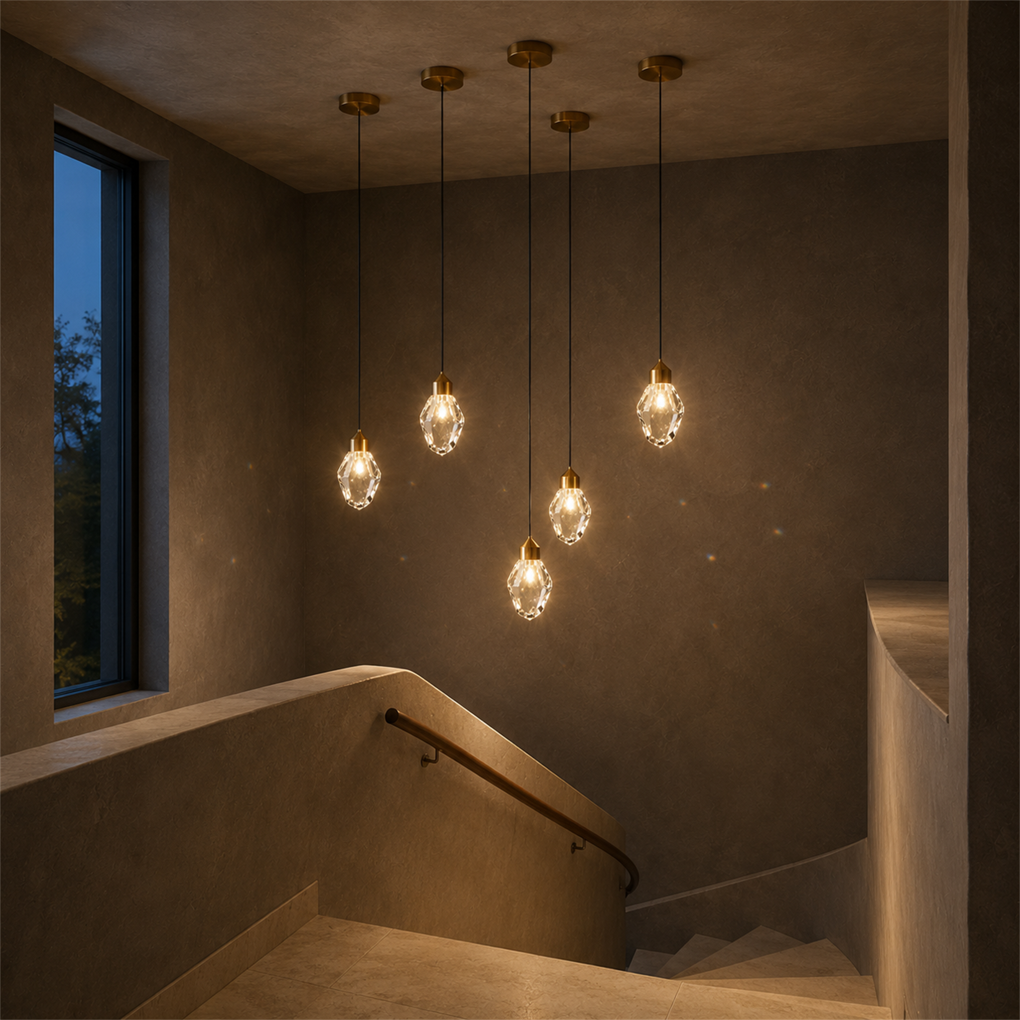 Cristal Mini Crystal Pendant Light | Gold Faceted Hanging Light for Kitchen Island & Dining