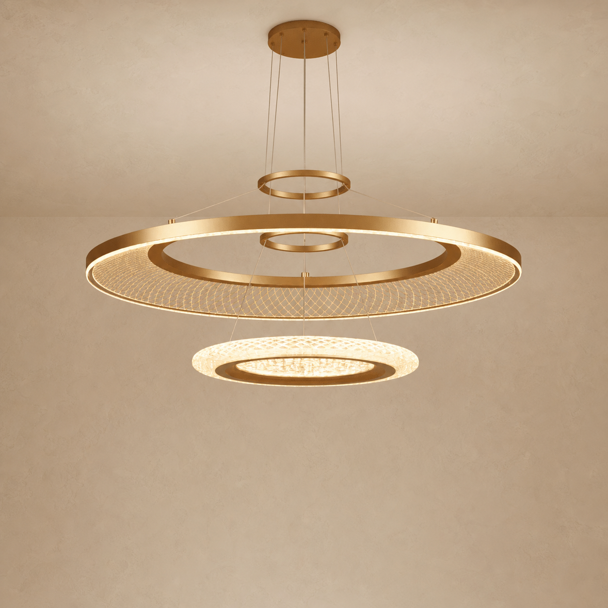 Eleanora Gold Ring Chandelier | Modern Multi-Tier Round LED Chandelier for Dining, Living & Staircase
