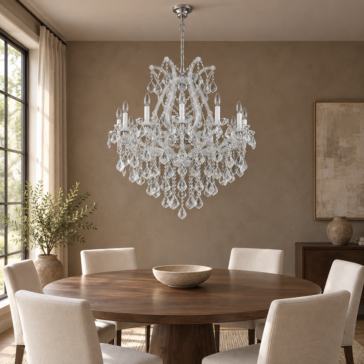Maria Theresa Imperial, 12-Light Silver K9 Crystal, 28.4" Dia