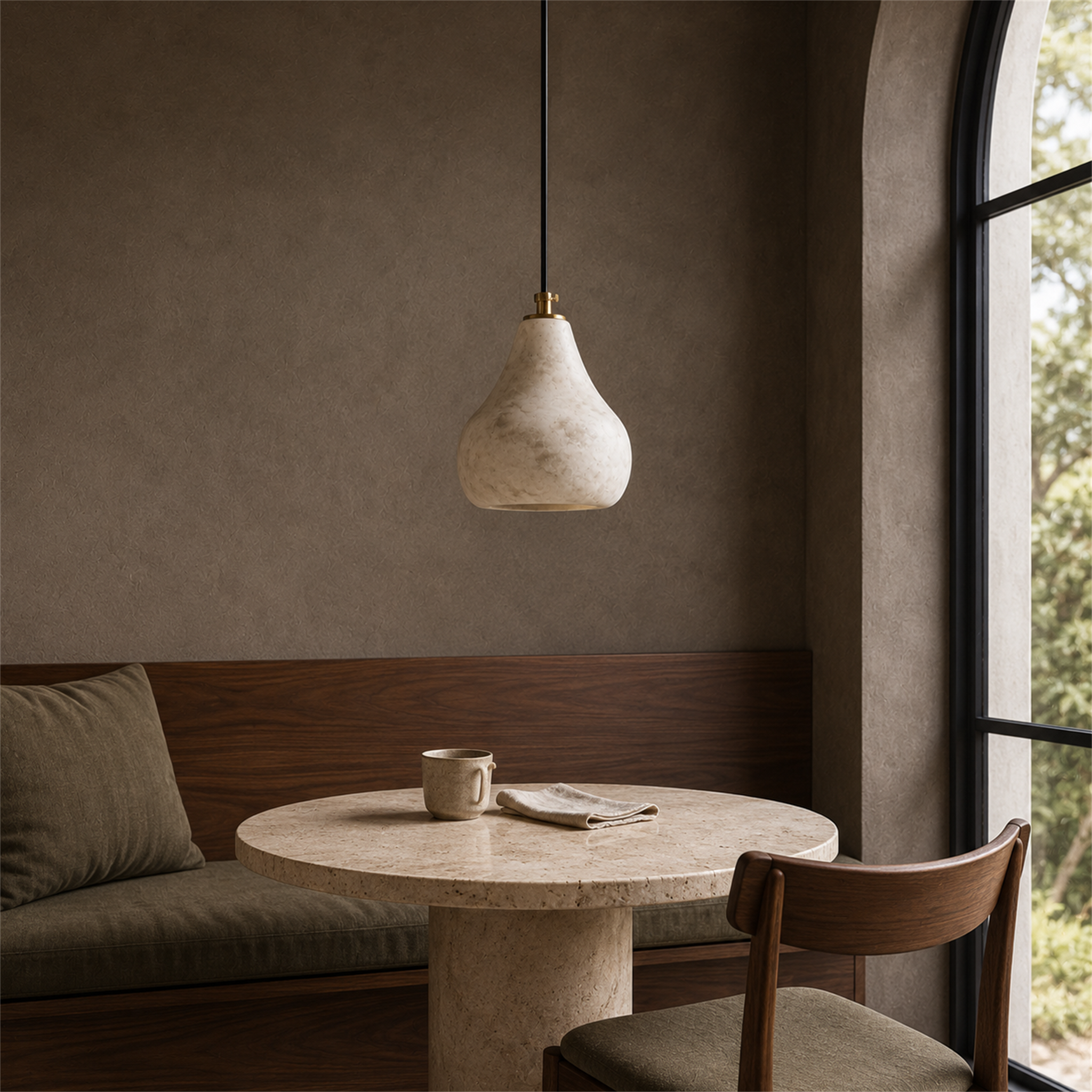 Kova Alabaster Pendant Light | Natural Stone Dome Pendant for Kitchen Island & Dining