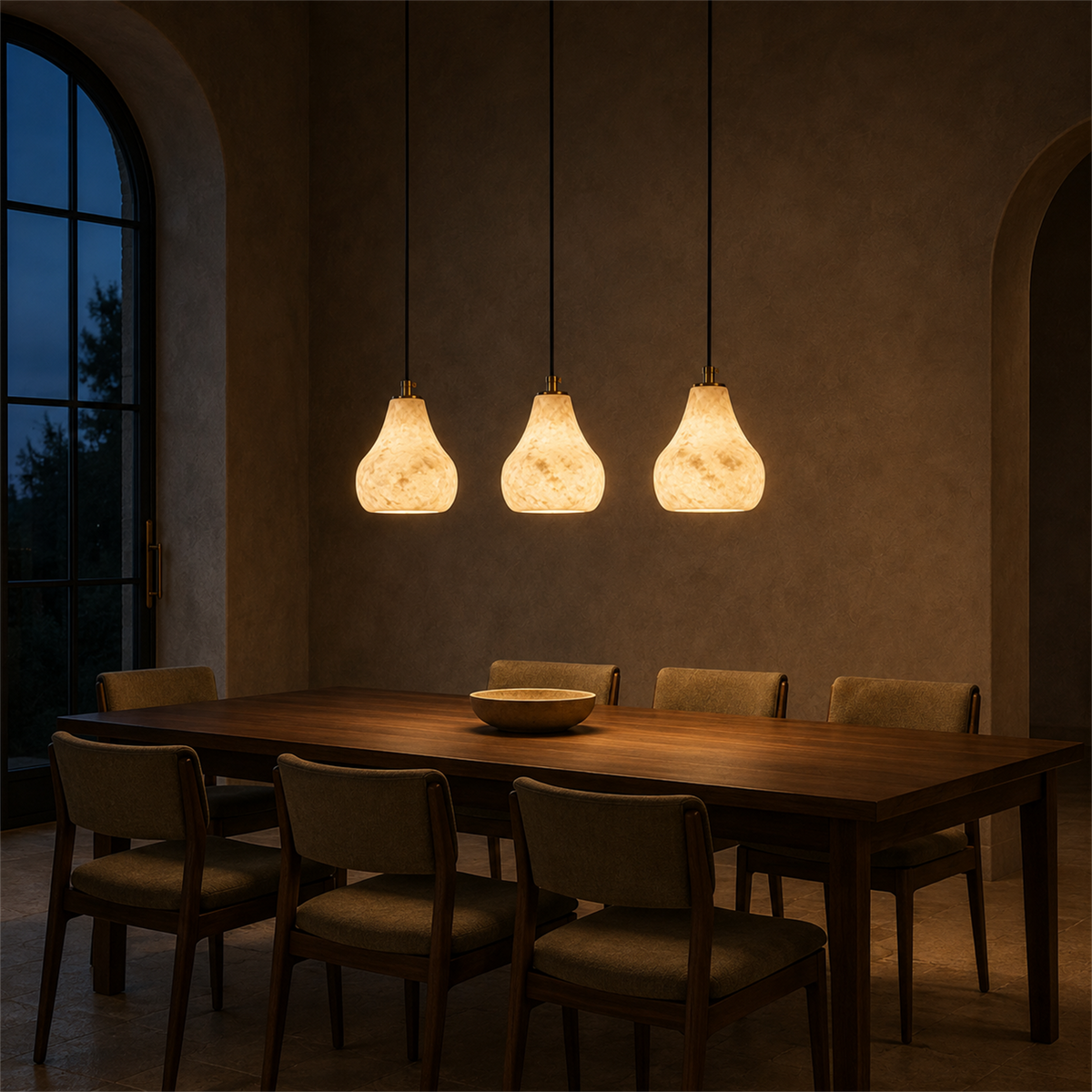 Kova Alabaster Pendant Light | Natural Stone Dome Pendant for Kitchen Island & Dining