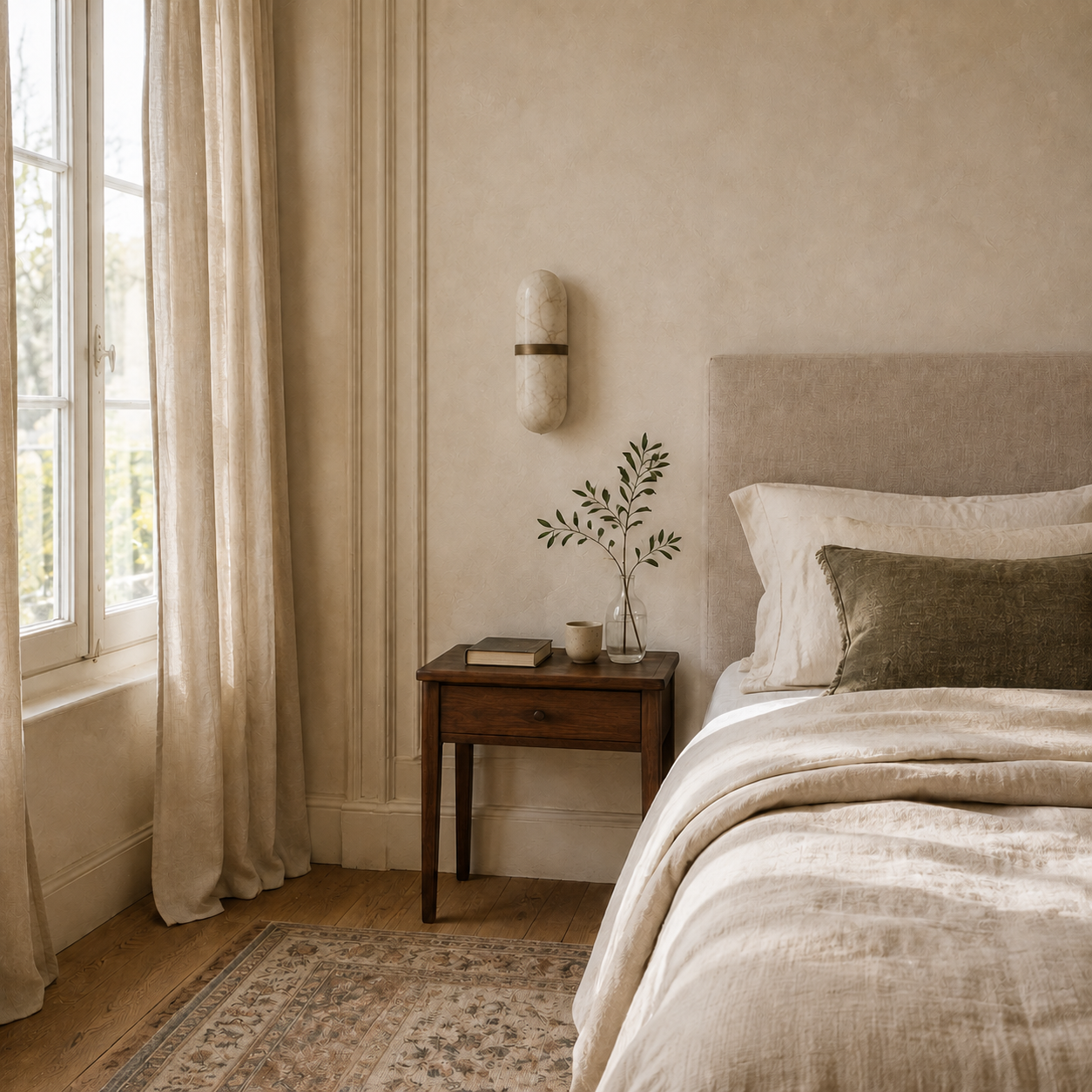 Marmo Alabaster Wall Sconce — Natural Spanish Alabaster & Brass Cylinder Wall Light, 15.7", Brass or Black, Bedside & Hallway