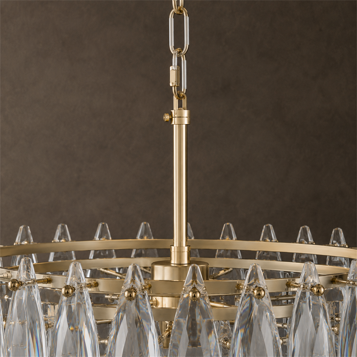 Multi-layers Crystal Chandelier, Classic Circle Frames and Leaf Shape Crystal Pendant Light for Dining Room, Living Room, Bedroom