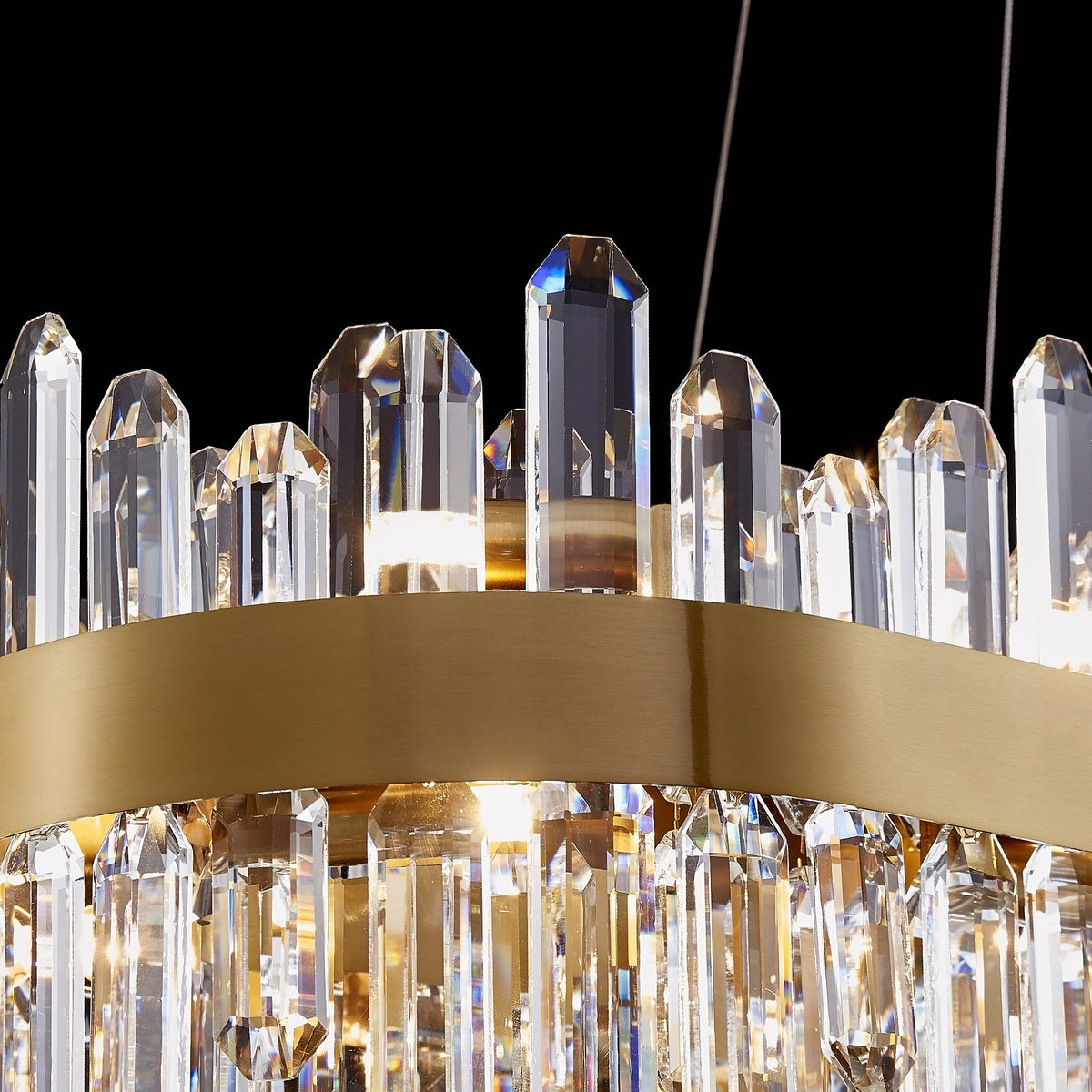 Oval Crystal Chandelier 35.4" — 20-Light Gold K9 for Dining Rooms