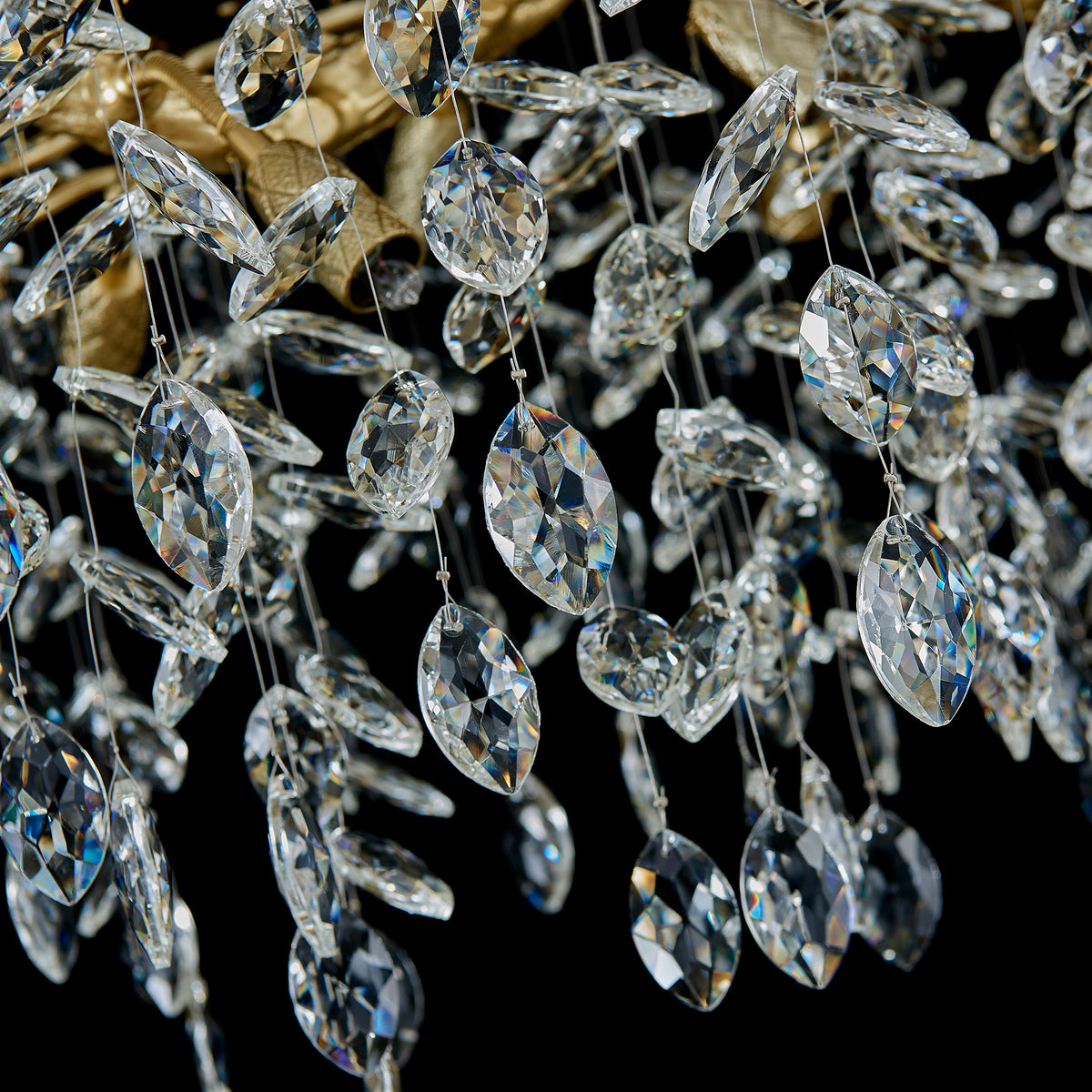 Rami Branch Chandelier, 12-Light Gold K9 Crystal, 47.2" Long