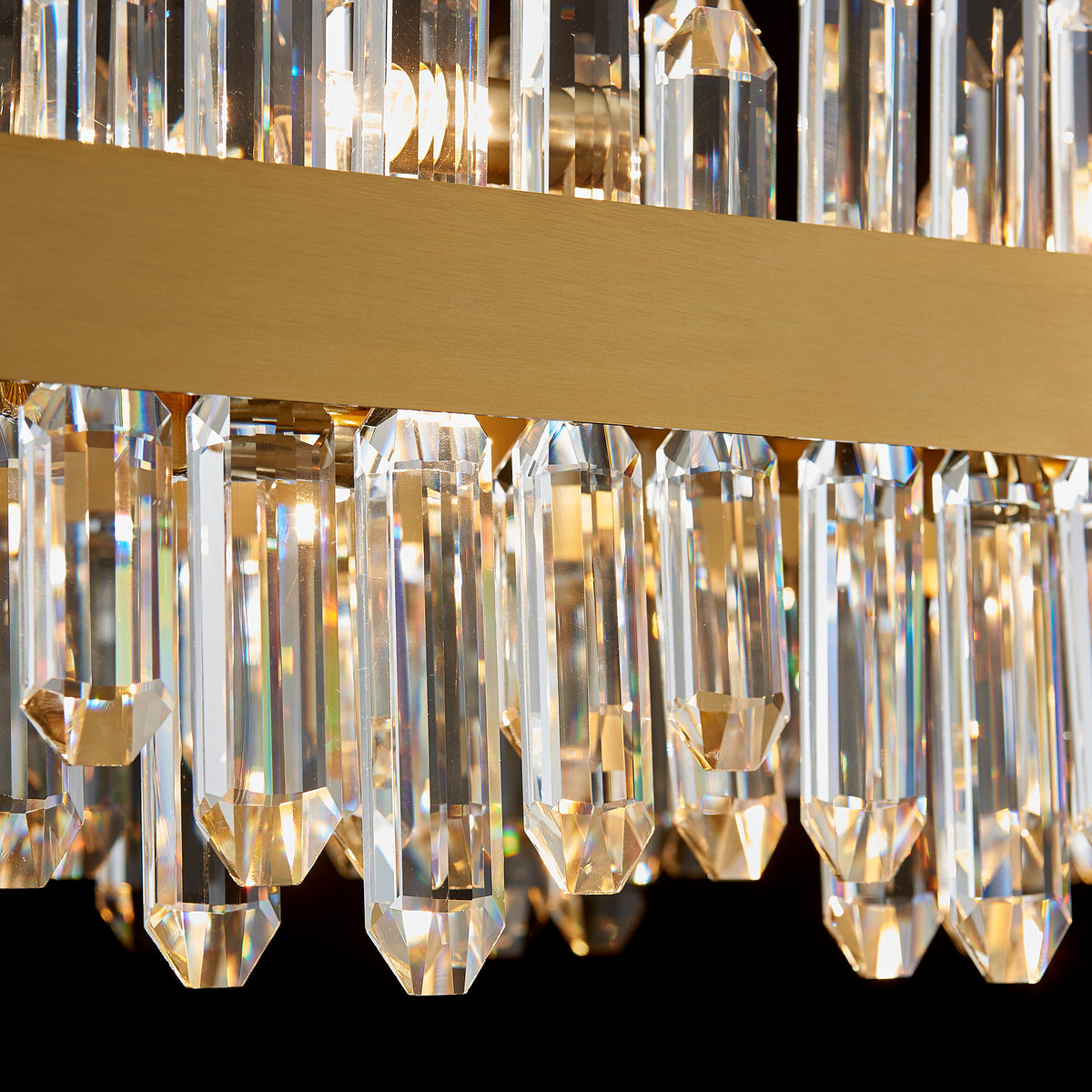 Oval Crystal Chandelier 45.3" — 24-Light Gold K9 Chandelier for Long Tables