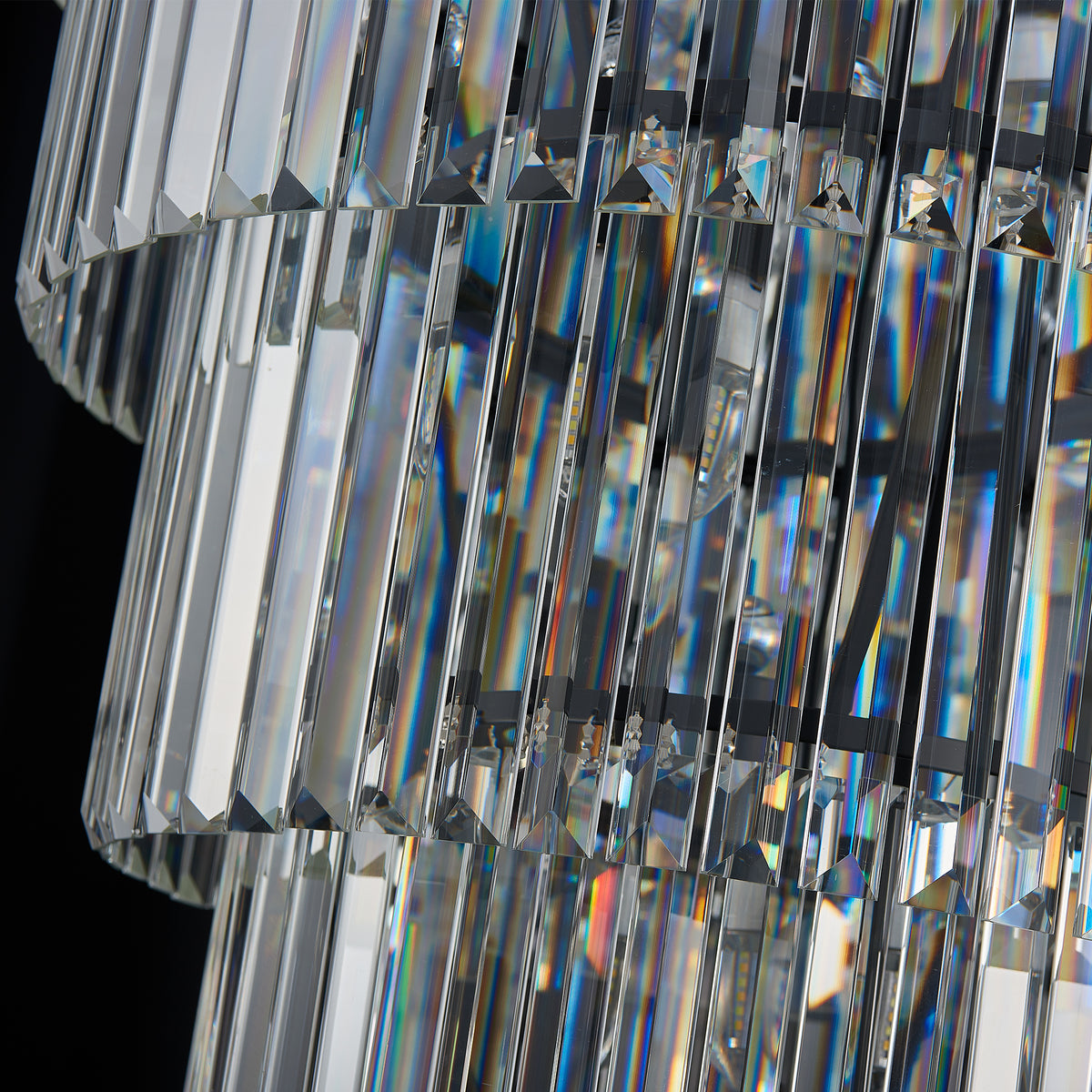 Cascata Chandelier, 5-Tier 14-Light Black K9 Crystal, 24" Dia
