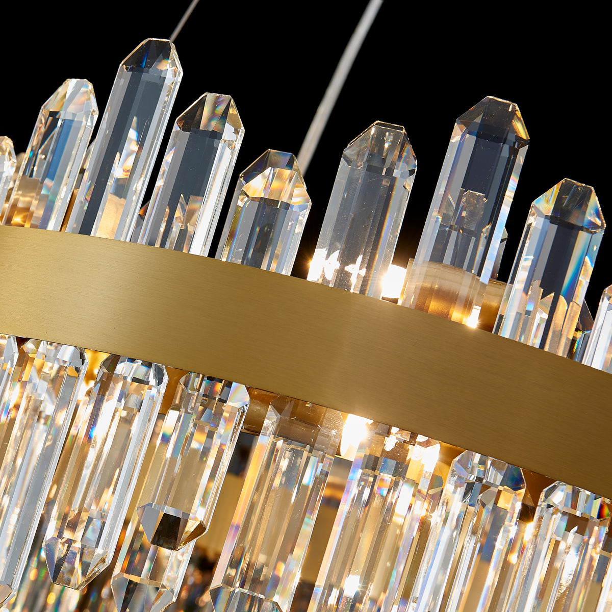 Round 2-Tier K9 Crystal Chandelier 23" — 16-Light Gold Modern Chandelier