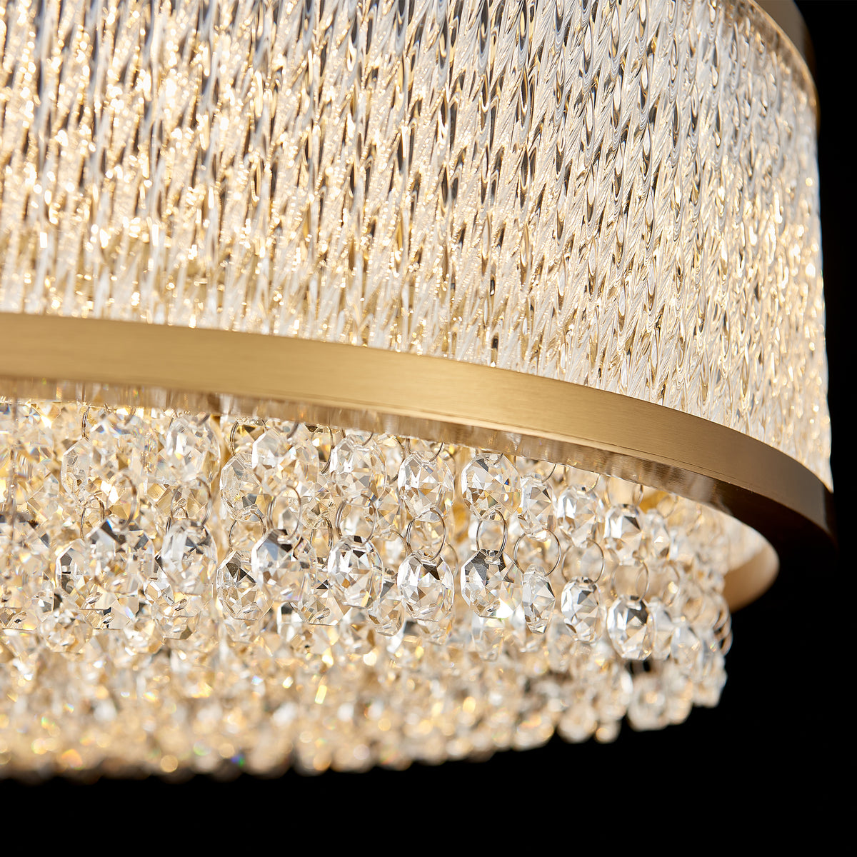 Cortina Chandelier, 2-Tier 9-Light Gold K9 Crystal, 20" Dia