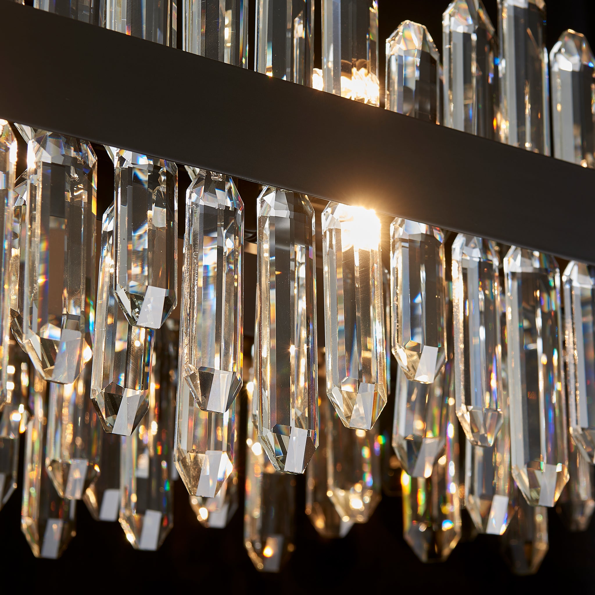 Oval Crystal Chandelier 45.3" — 24-Light Gold K9 Chandelier for Long Tables