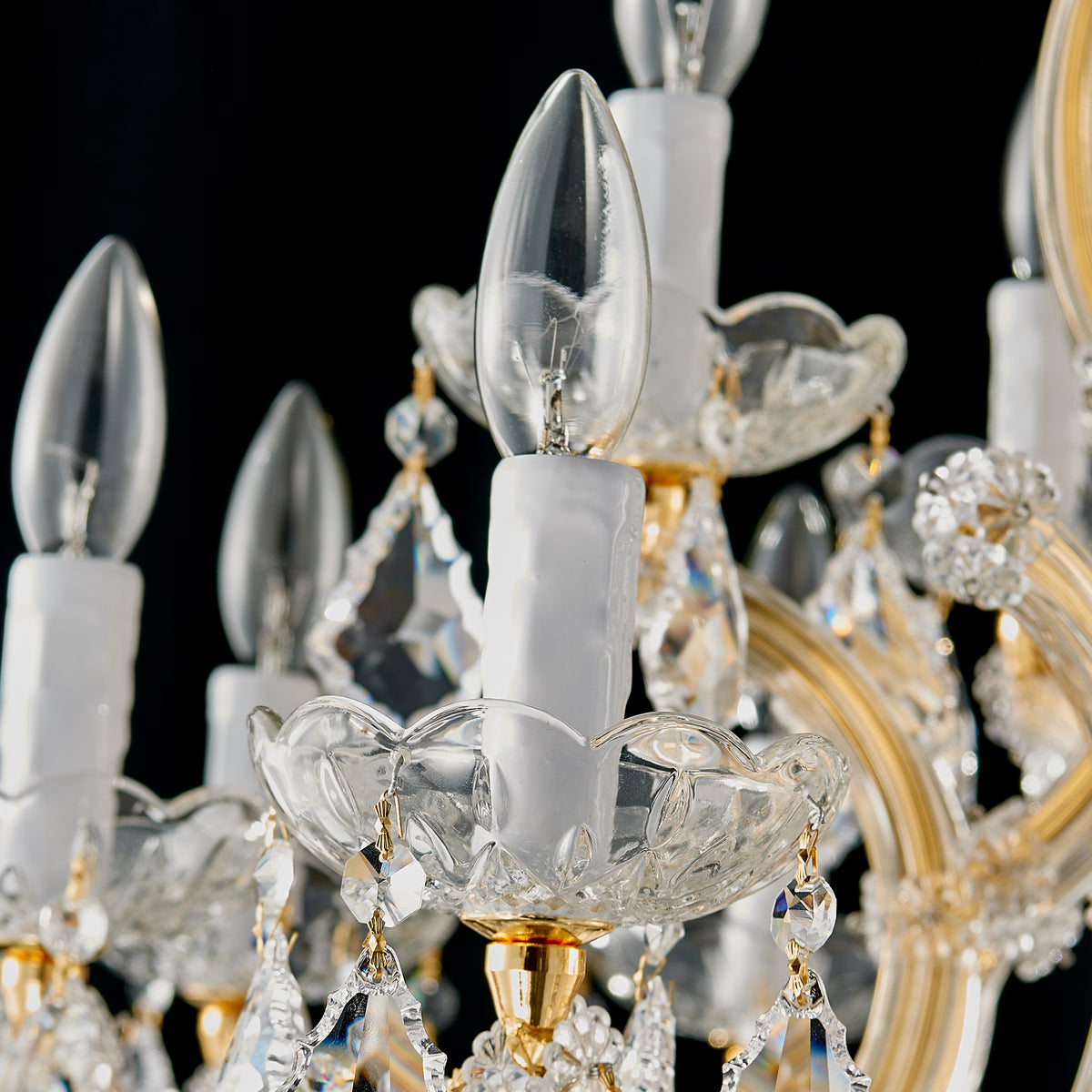 Maria Theresa Crystal Chandelier — 15-Light Gold K9 for High Ceilings
