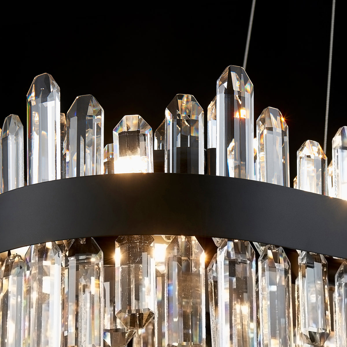 Modern Oval K9 Crystal Chandelier 35.4" — 20-Light, Black
