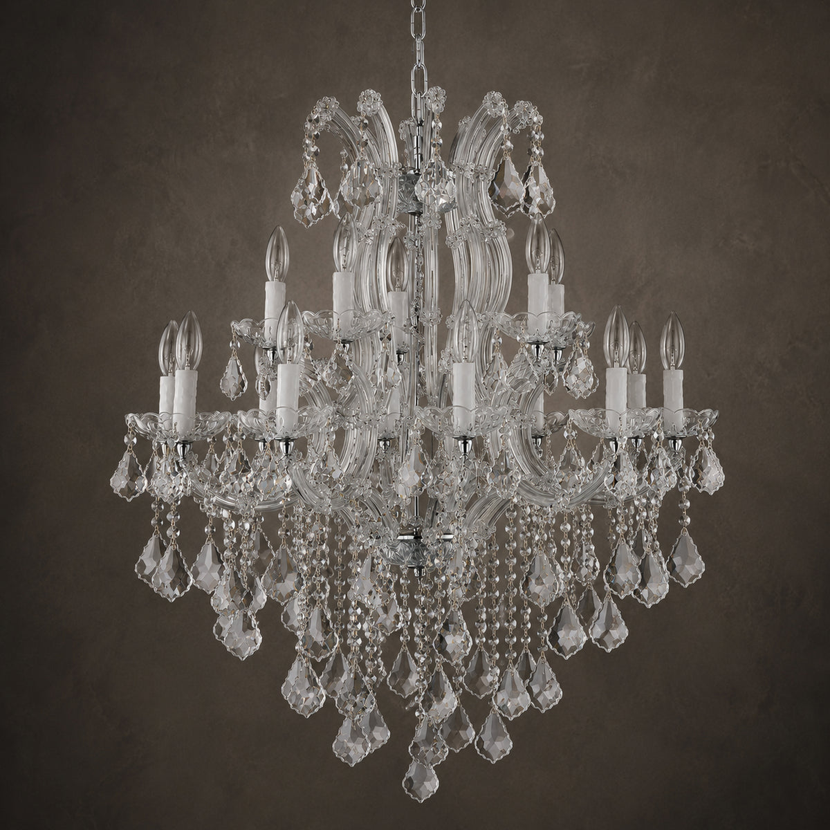 Maria Theresa Crystal Chandelier — 15-Light Gold K9 for High Ceilings