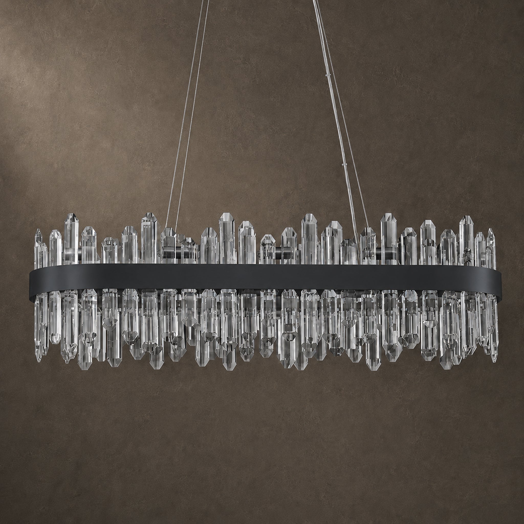 Modern Oval K9 Crystal Chandelier 35.4" — 20-Light, Black